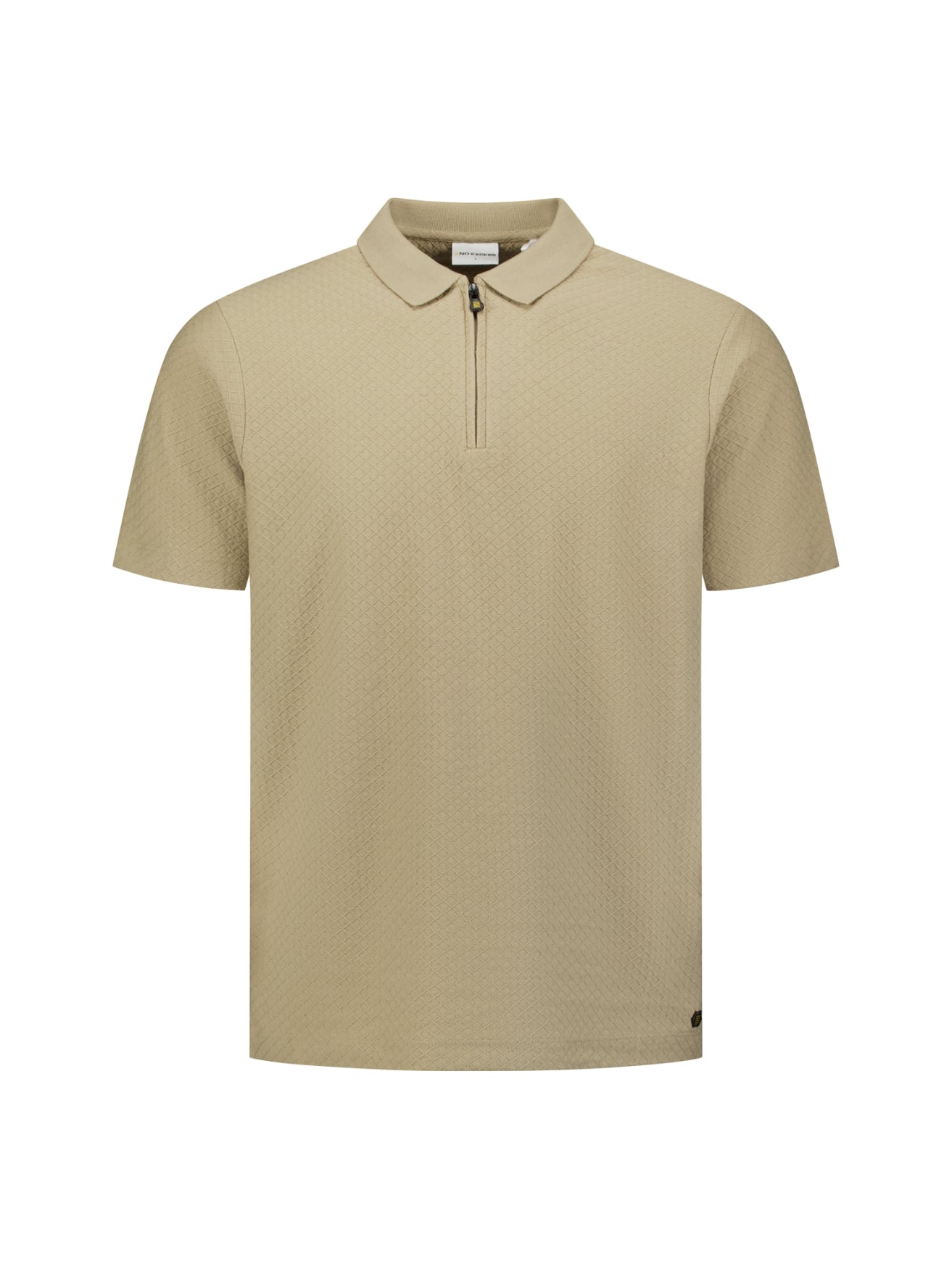 Jacquard polo met rits | Taupe