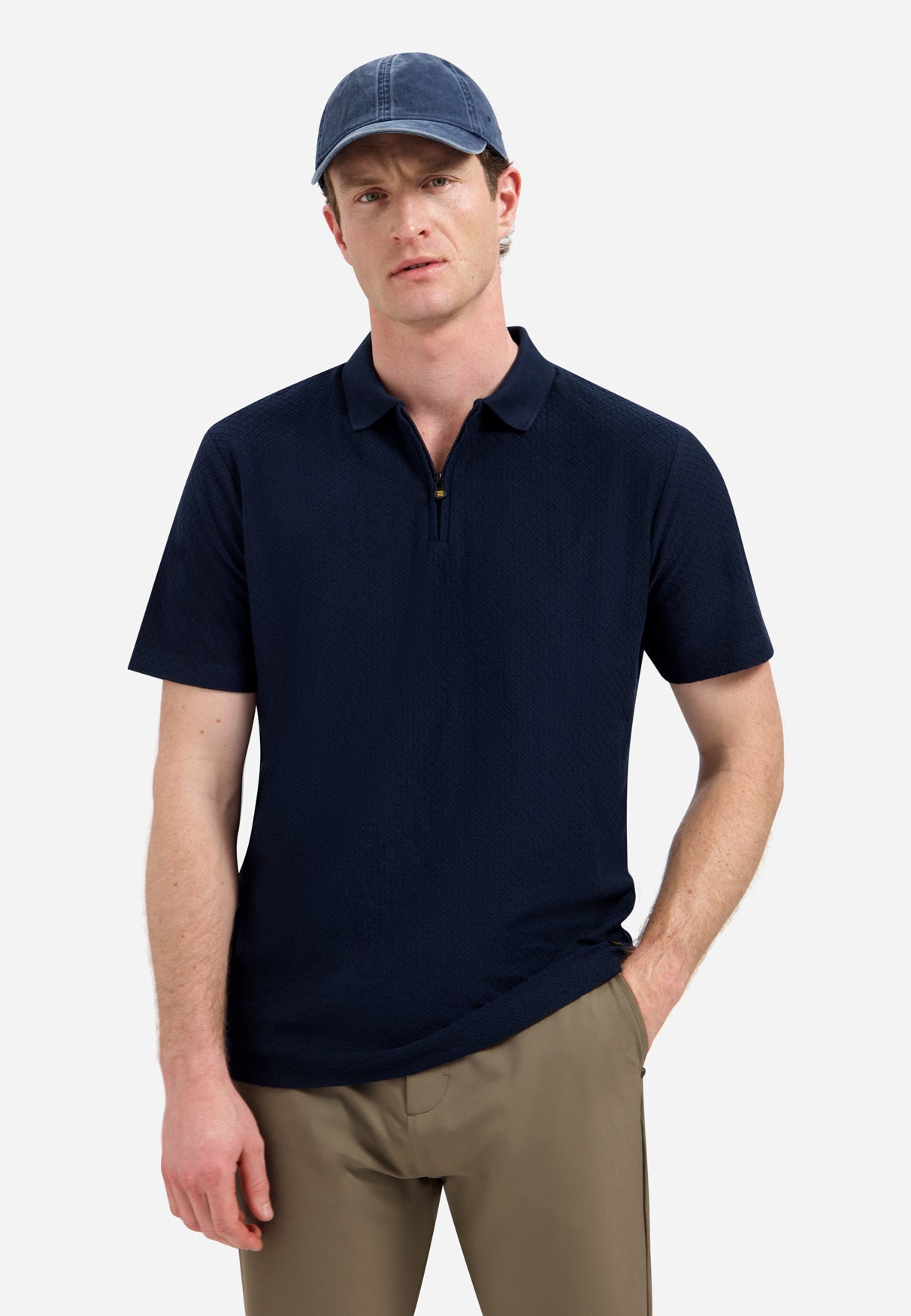 Jacquard polo met rits | Night