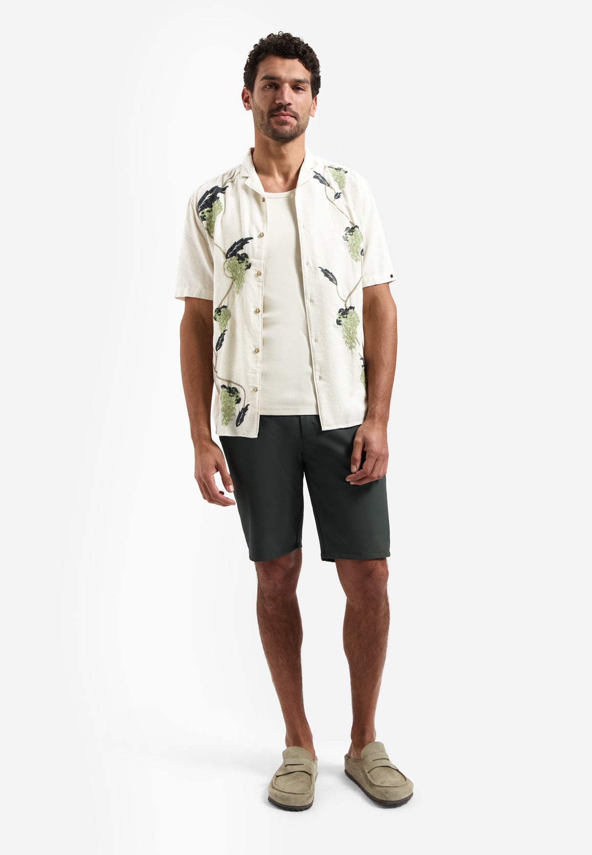 Chemise à manches courtes brodée | Green