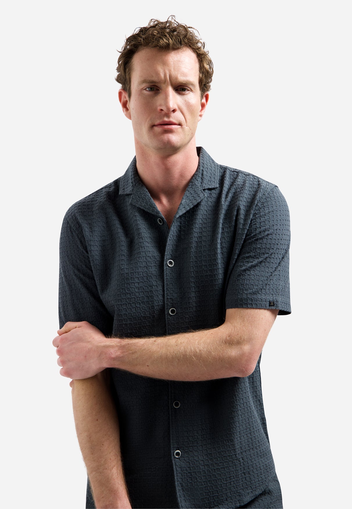 Cotton short-sleeved shirt | Dark Steel