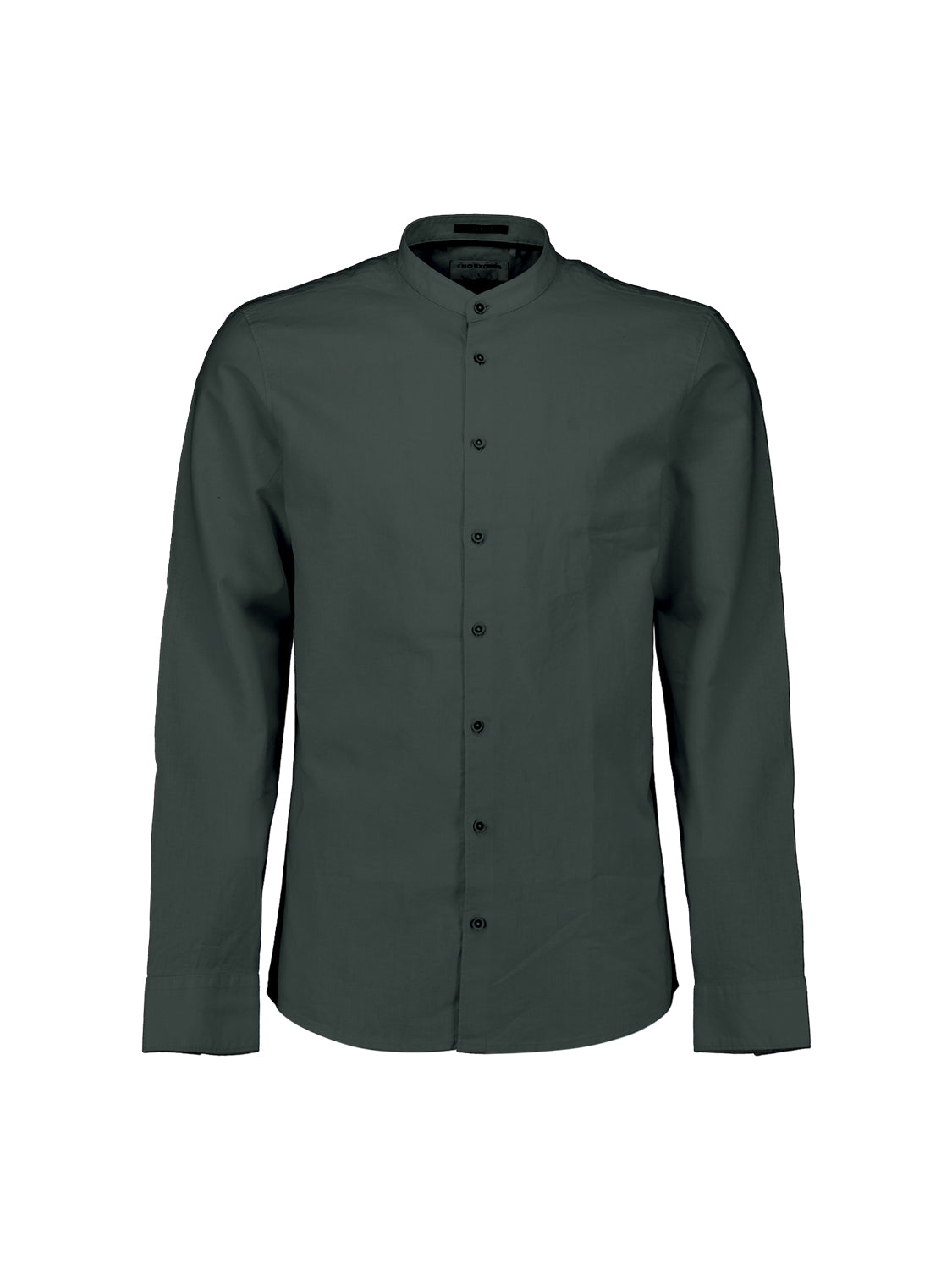 Linen-blend shirt with a stand-up collar. | Dark Steel