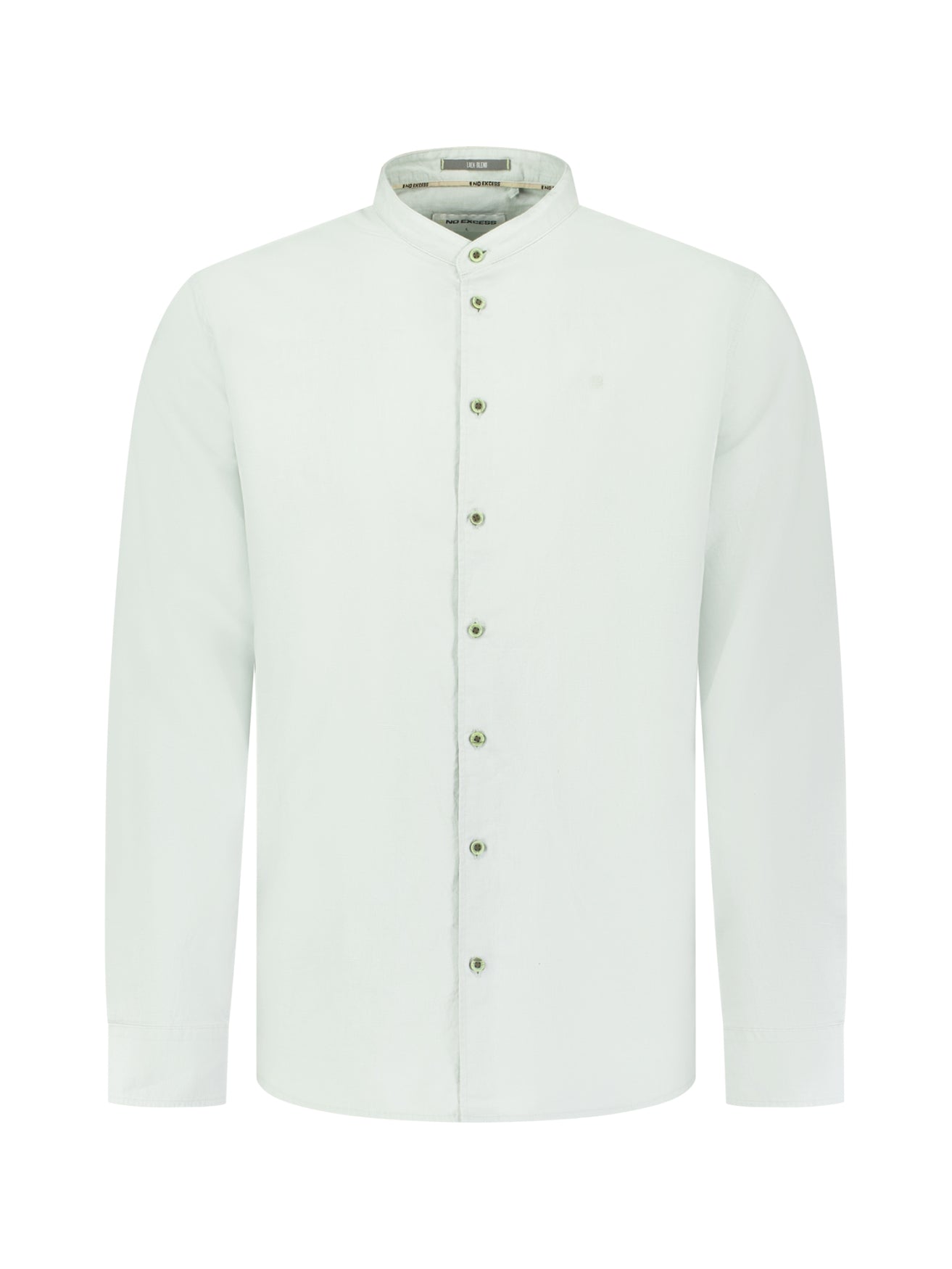Chemise en lin mélangé avec col montant | Dusty Green