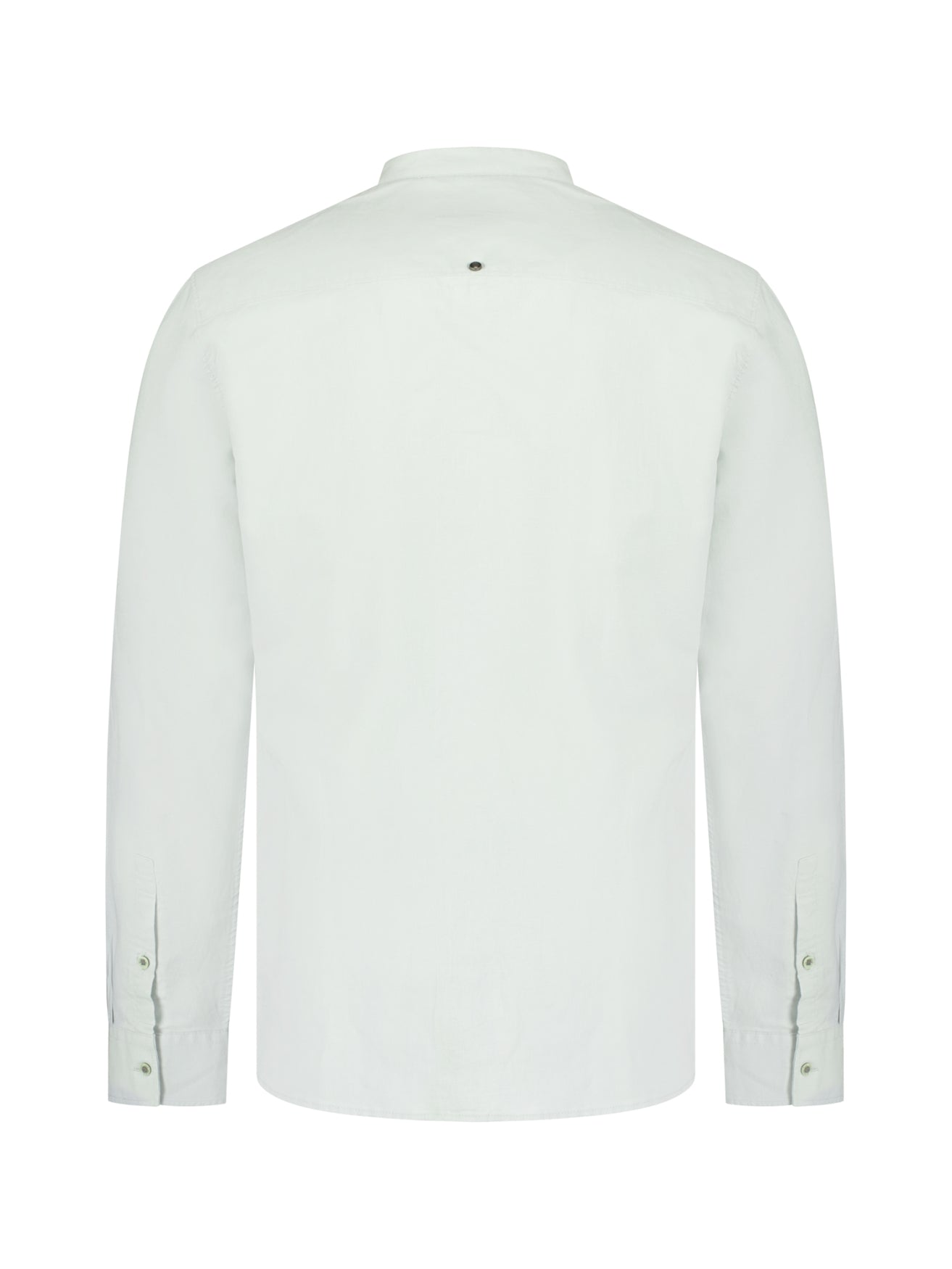 Chemise en lin mélangé avec col montant | Dusty Green
