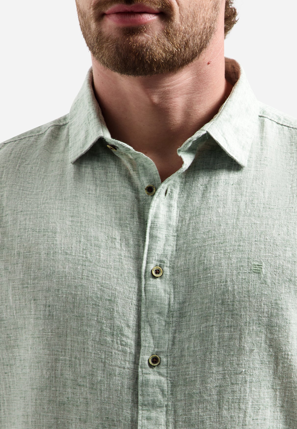 Chemise en lin mélangé bicolore | Green
