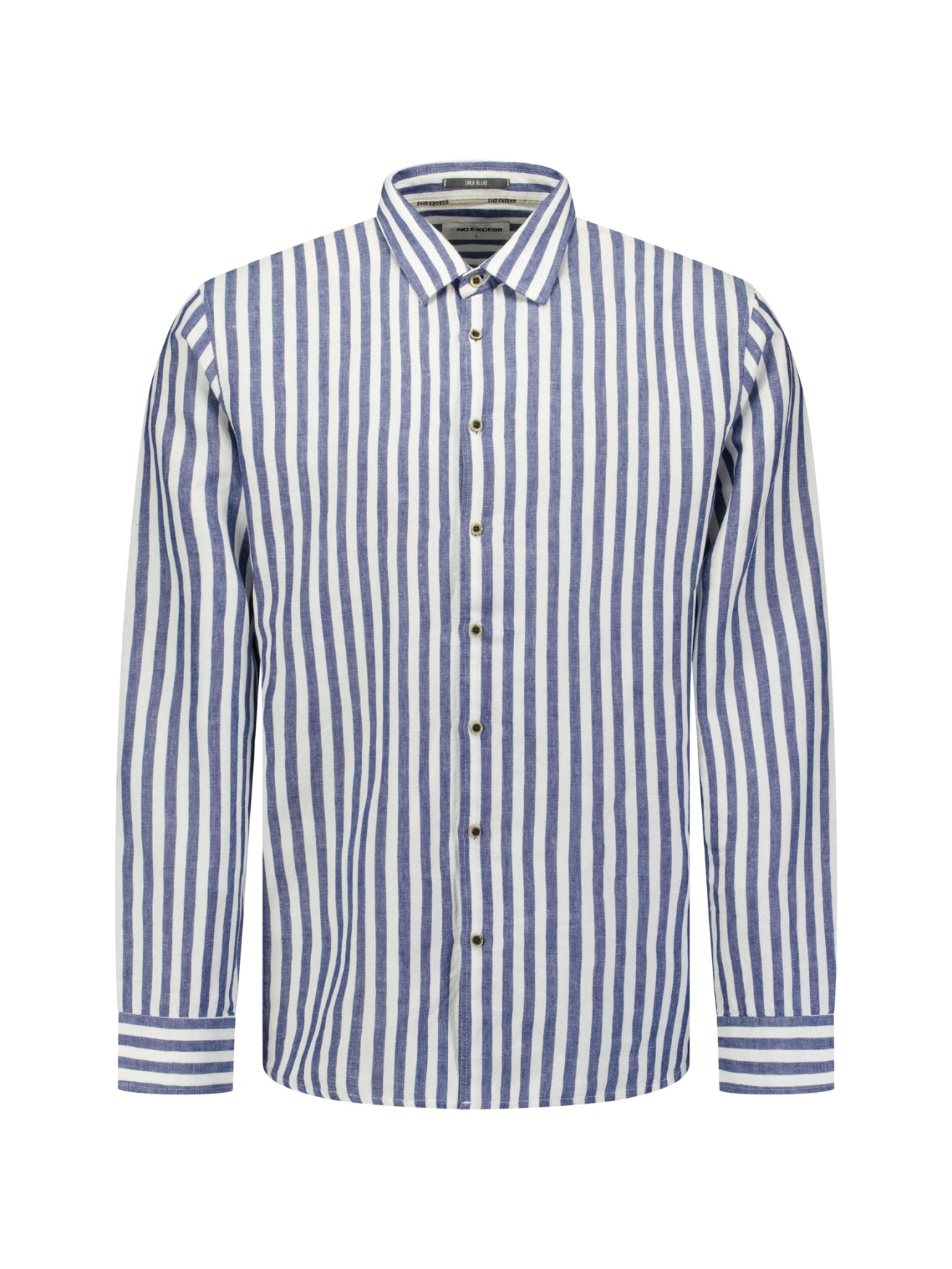 Chemise en lin mélangé à larges rayures | Indigo Blue
