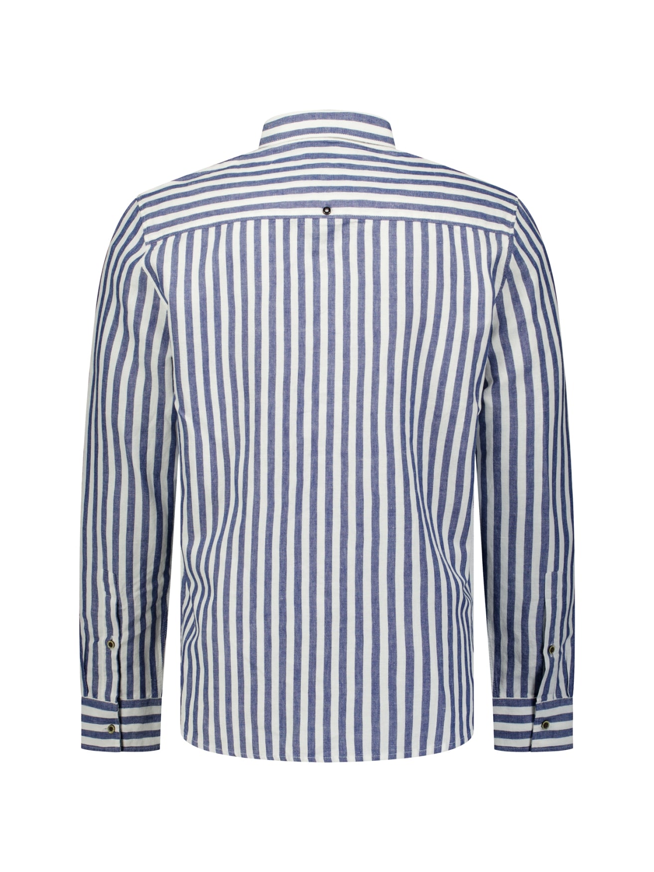 Chemise en lin mélangé à larges rayures | Indigo Blue