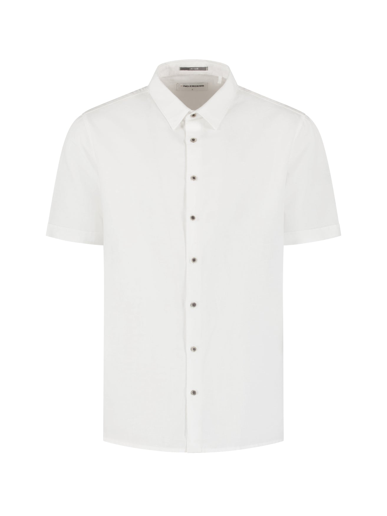 Chemise en lin mélangé à manches courtes | White