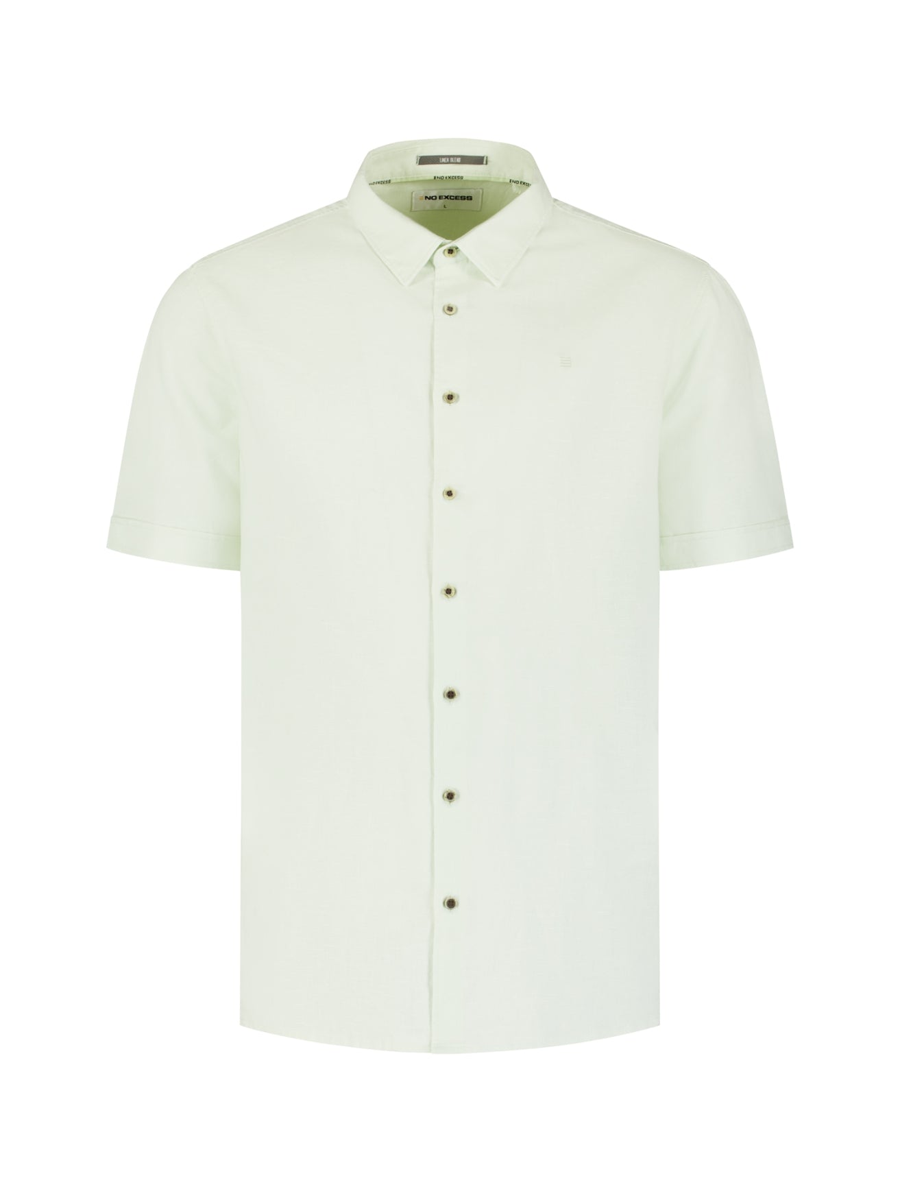 Short-sleeved linen blend shirt | Seagreen