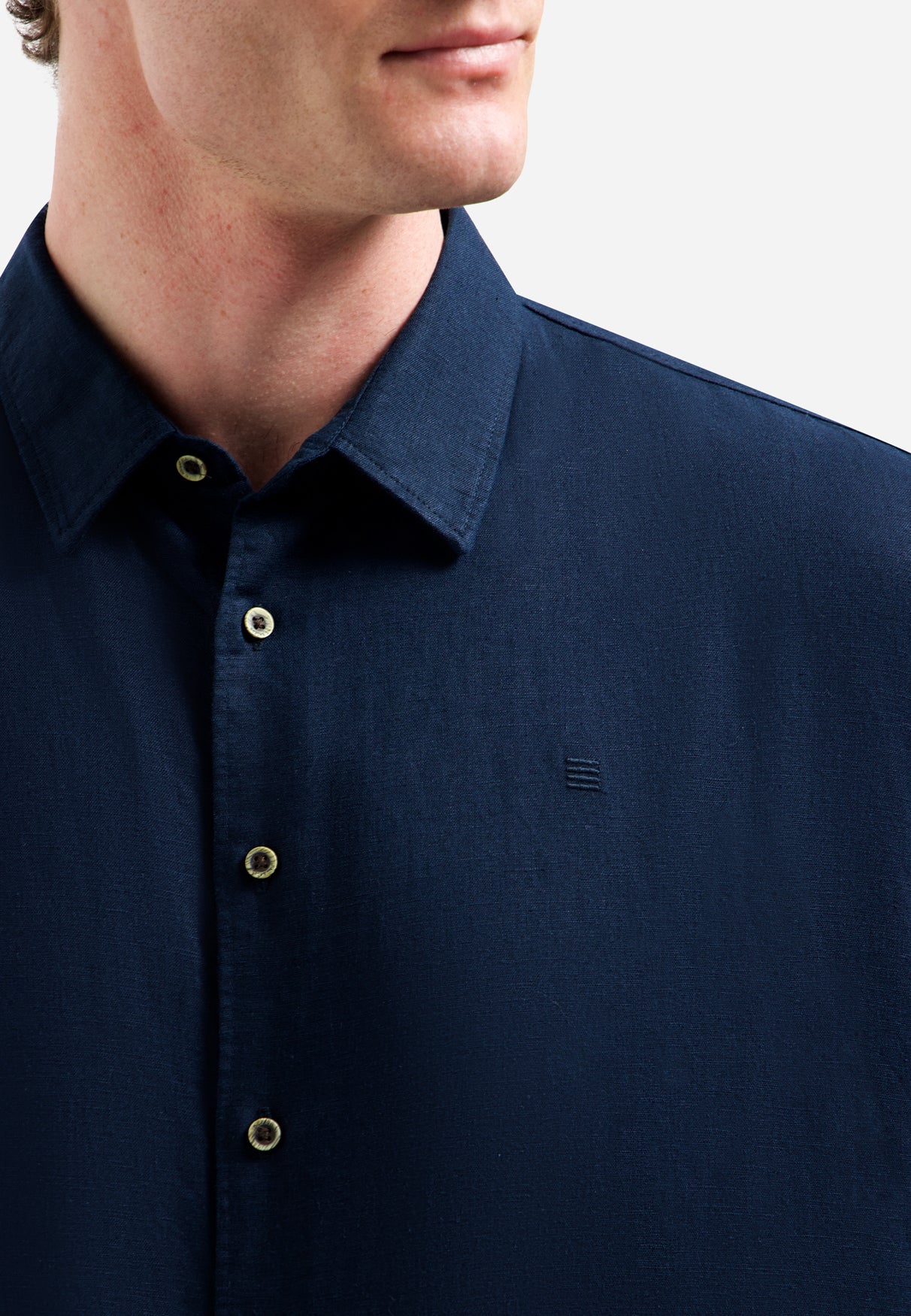 Short-sleeved linen blend shirt | Night