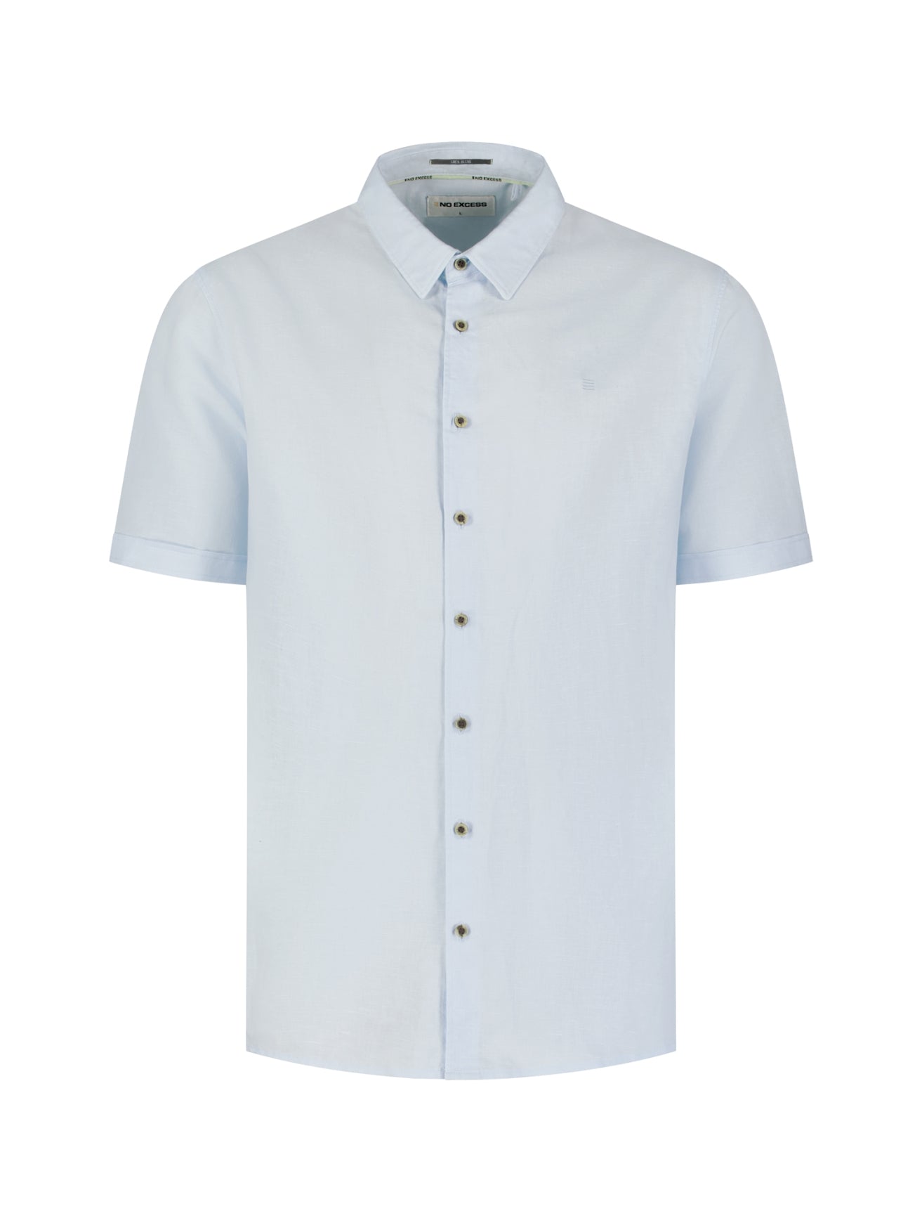 Short-sleeved linen blend shirt | Sky