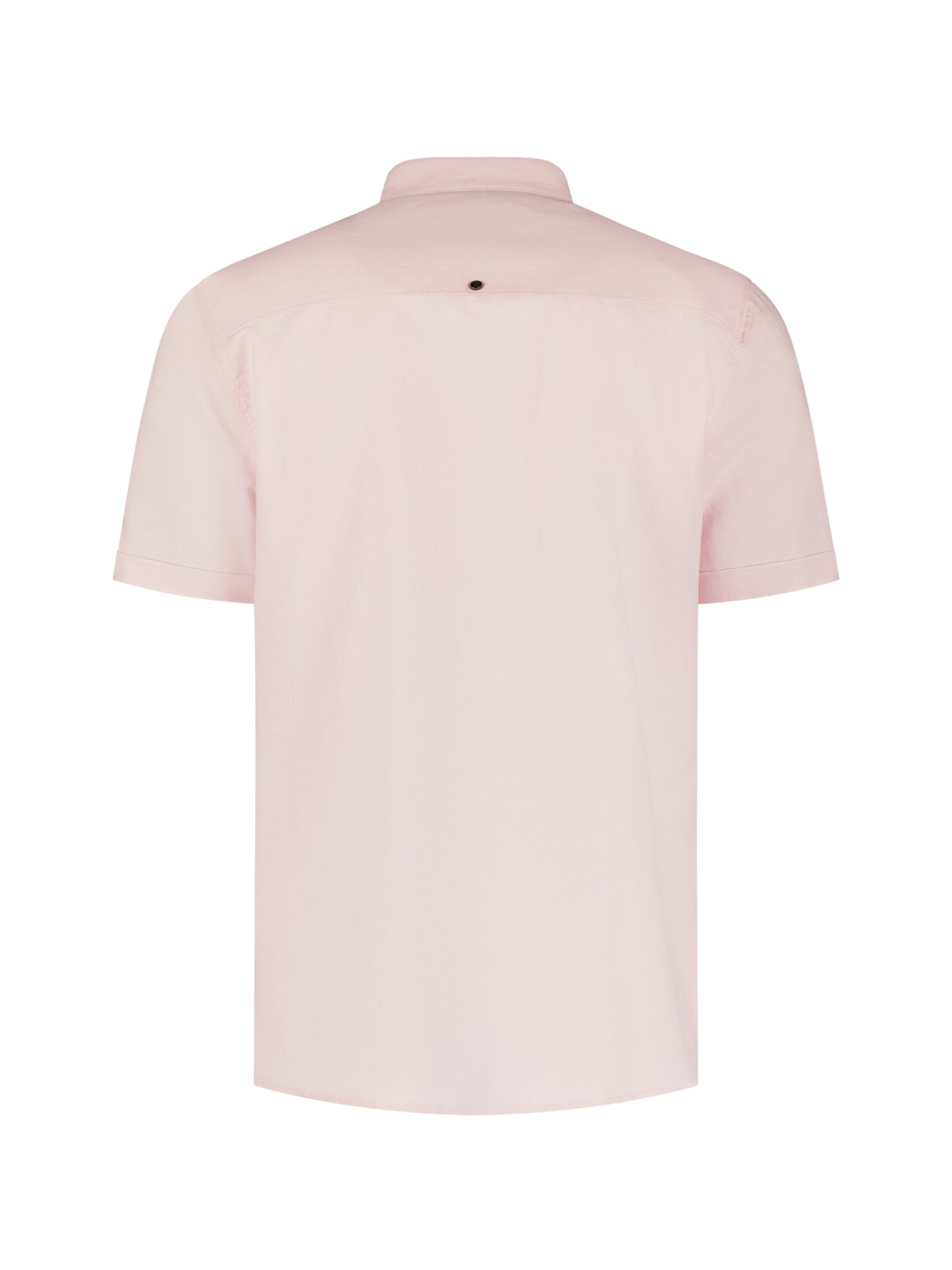 Chemise en lin mélangé à manches courtes et col montant | Soft Pink