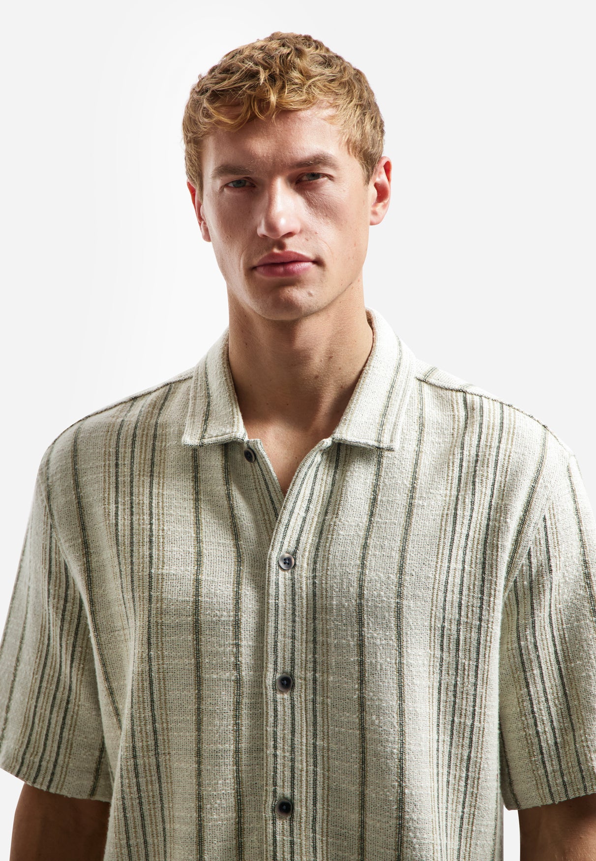 Jacquard overhemd met streep | Desert