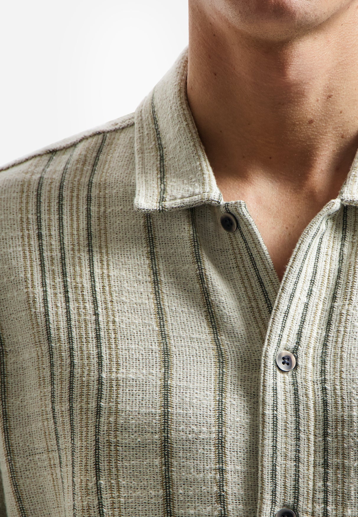 Jacquard overhemd met streep | Desert