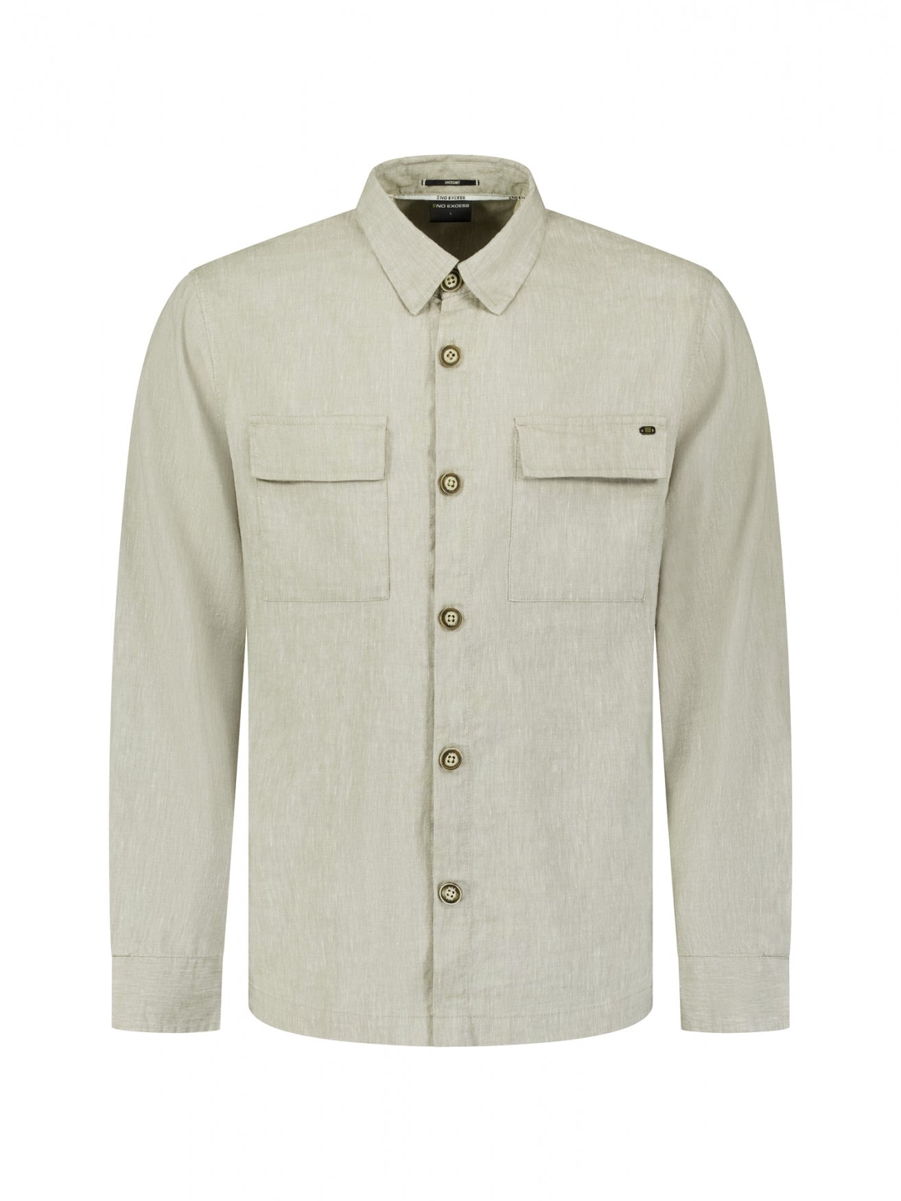 Tweekleurig linnen overshirt | Taupe