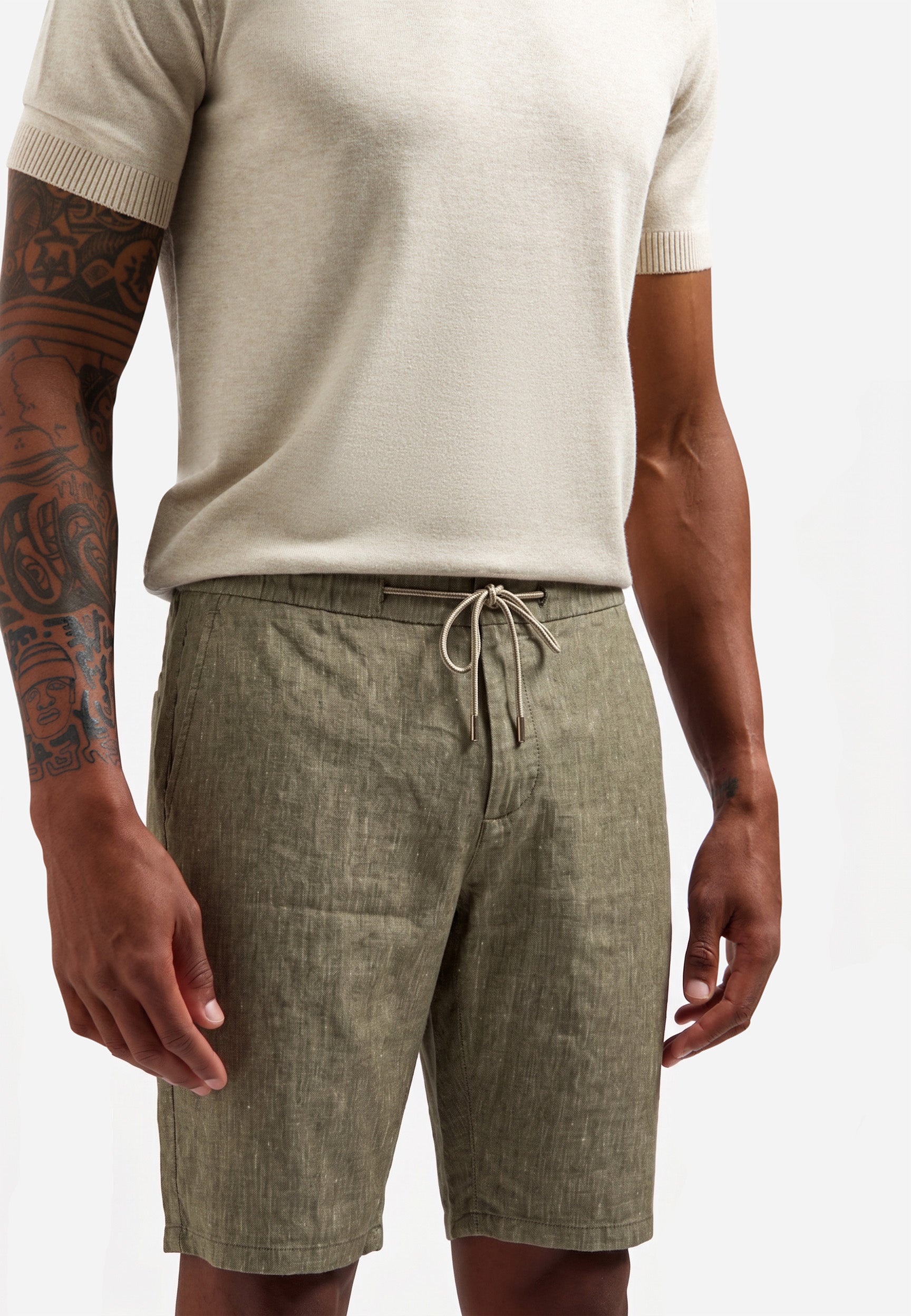Linen-blend chino shorts | Taupe