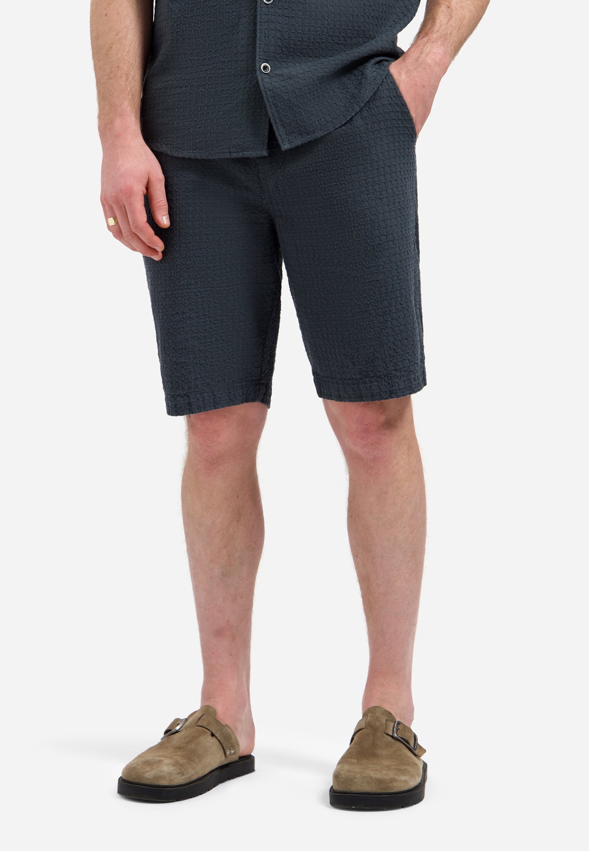 Short chino jacquard | Dark Steel