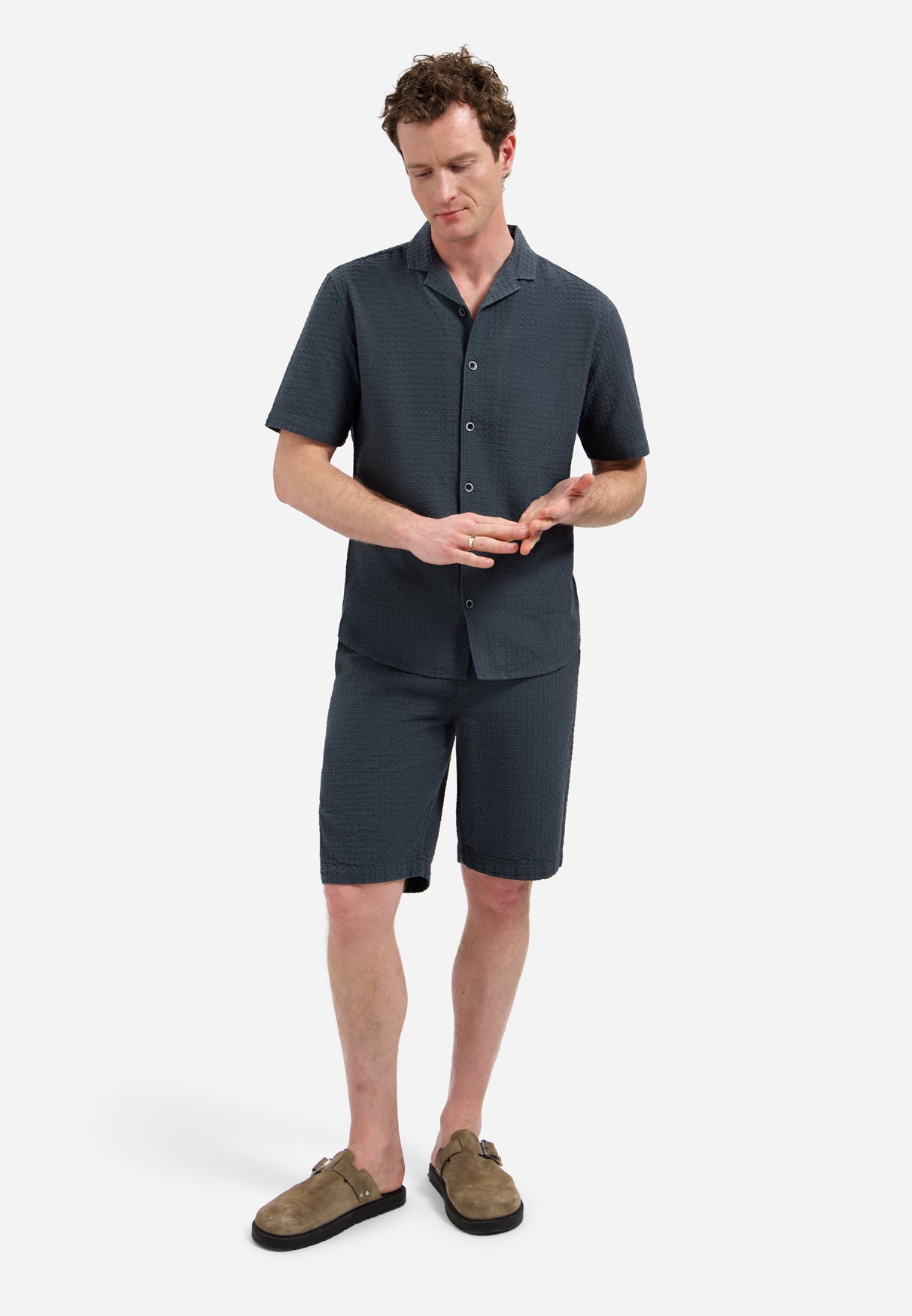 Short chino jacquard | Dark Steel