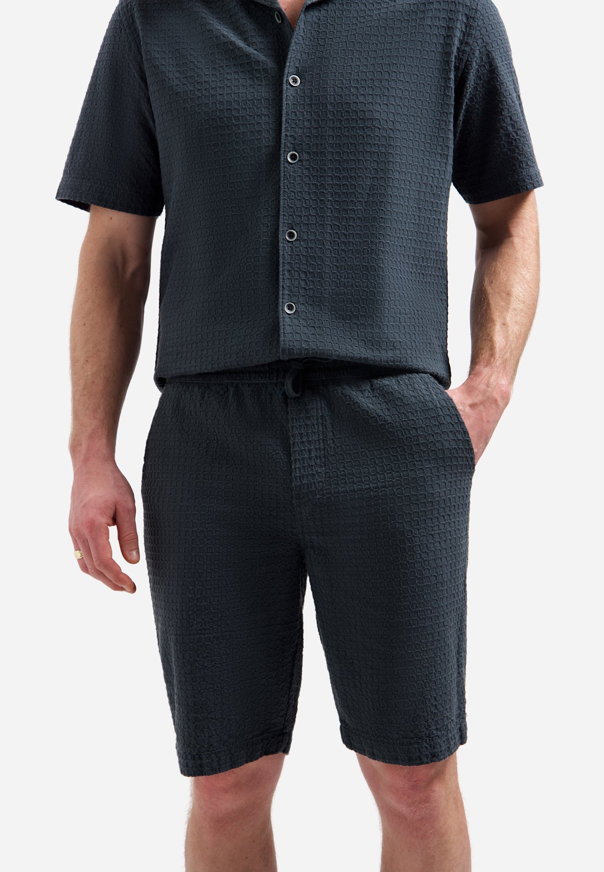 Short chino jacquard | Dark Steel