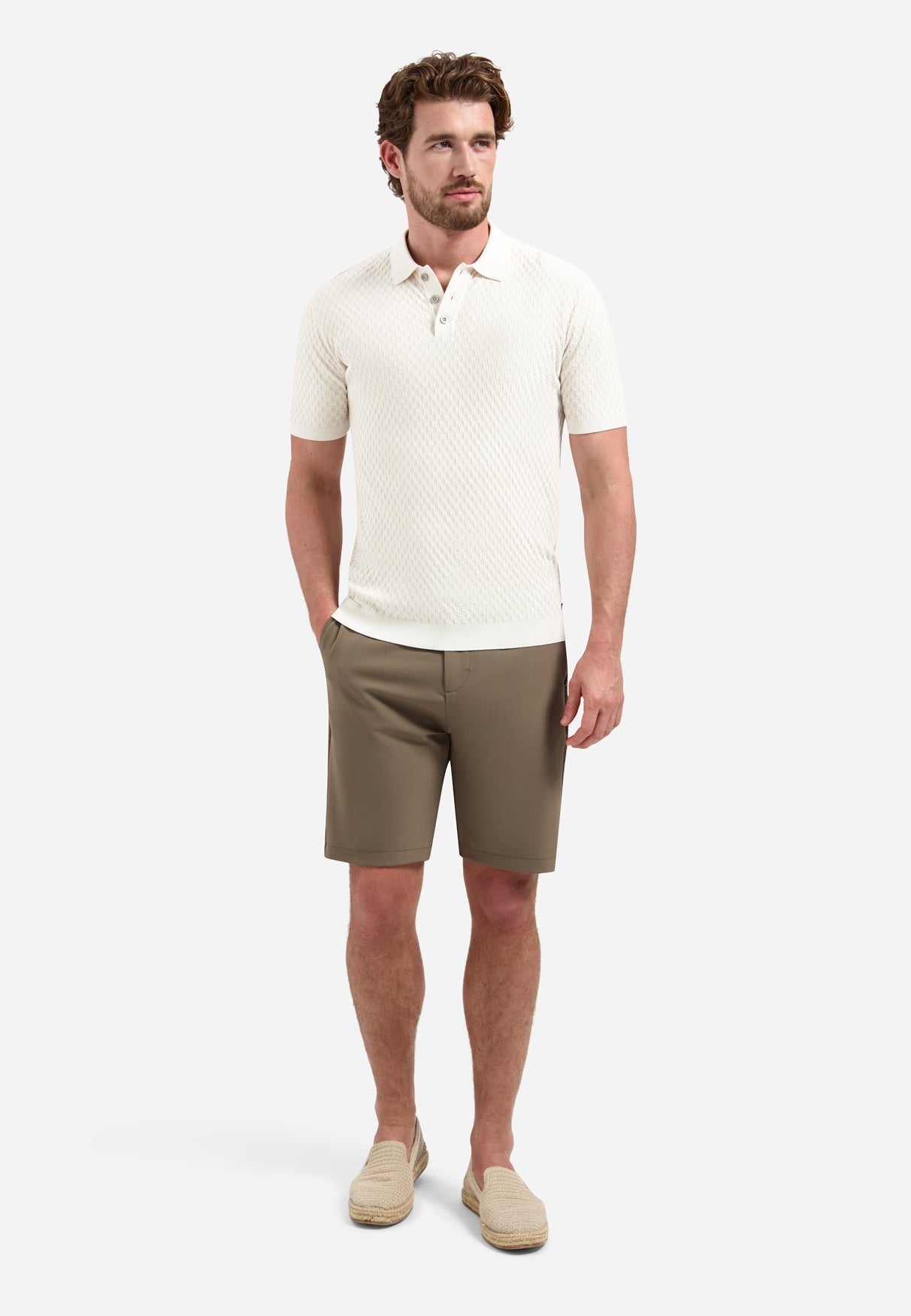 T-shirt rayé à col rond et manches courtes | White