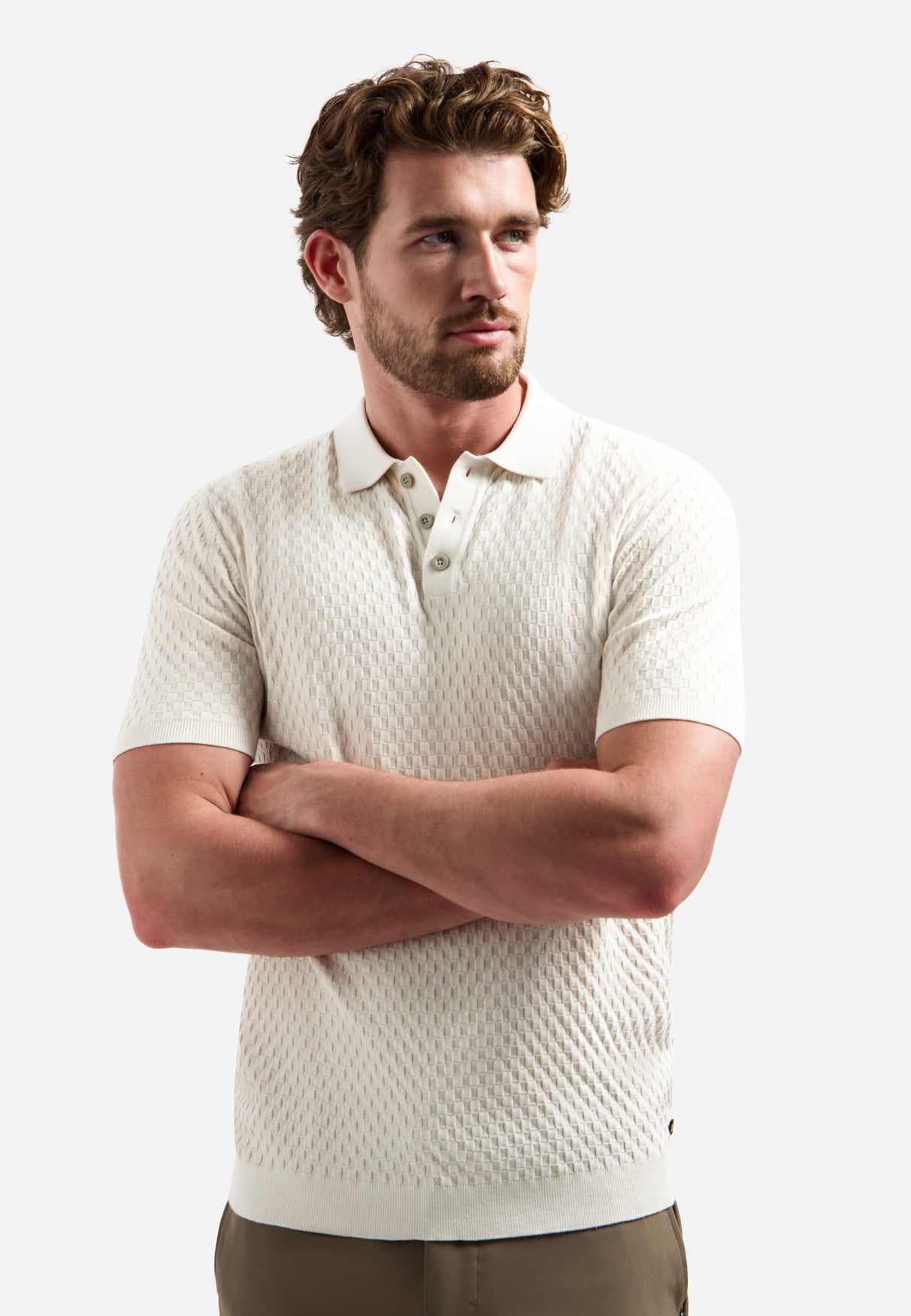 T-shirt rayé à col rond et manches courtes | White