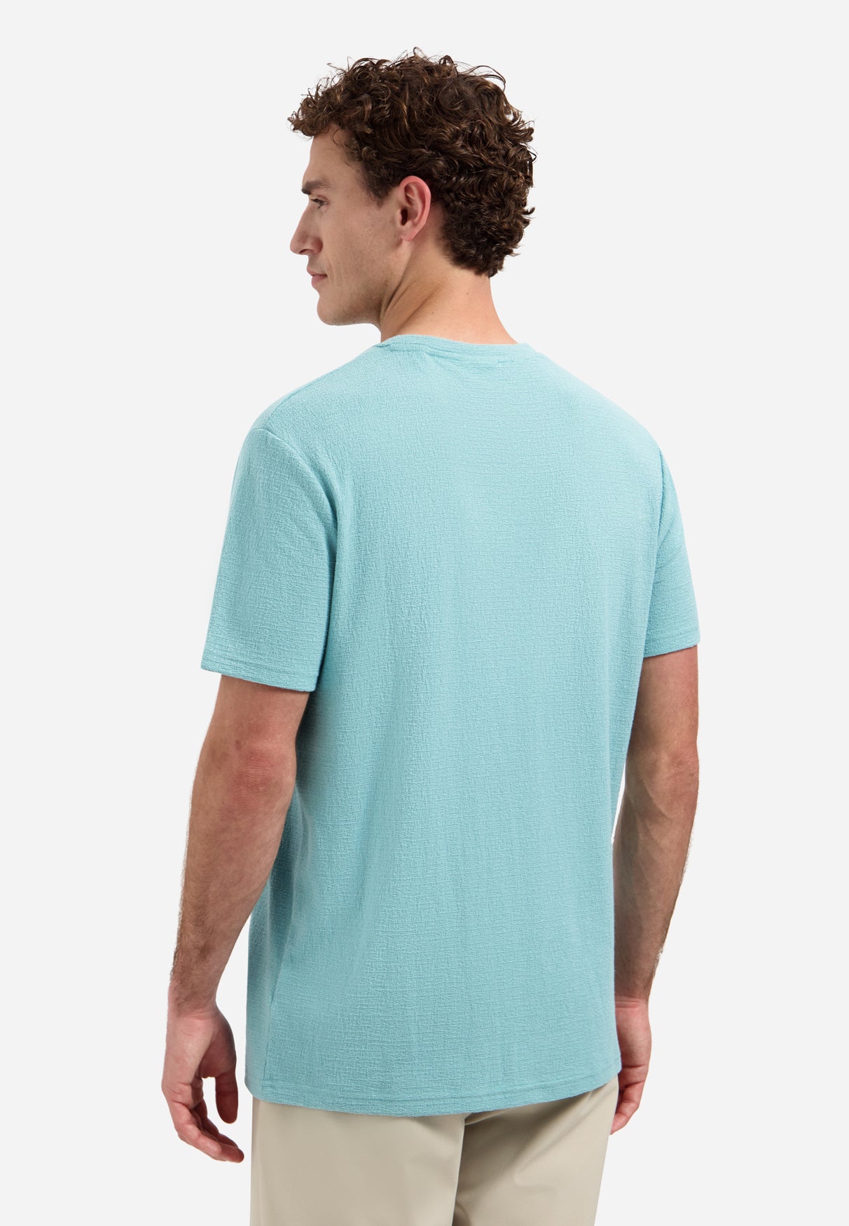 T-shirt rayé à col rond et manches courtes | White