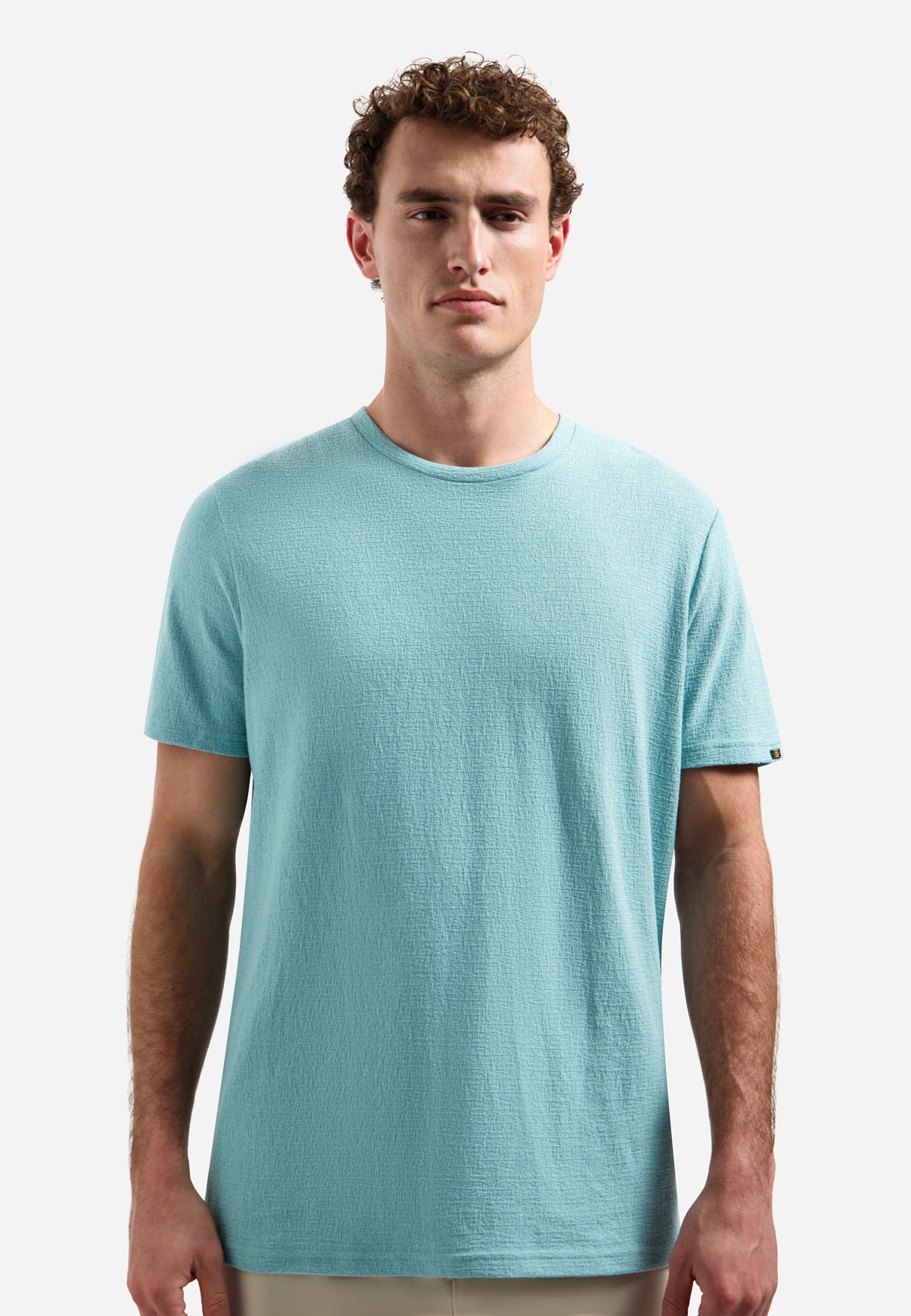 T-shirt rayé à col rond et manches courtes | White