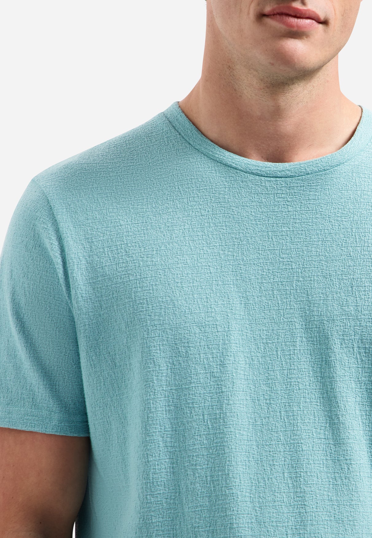 T-shirt rayé à col rond et manches courtes | White