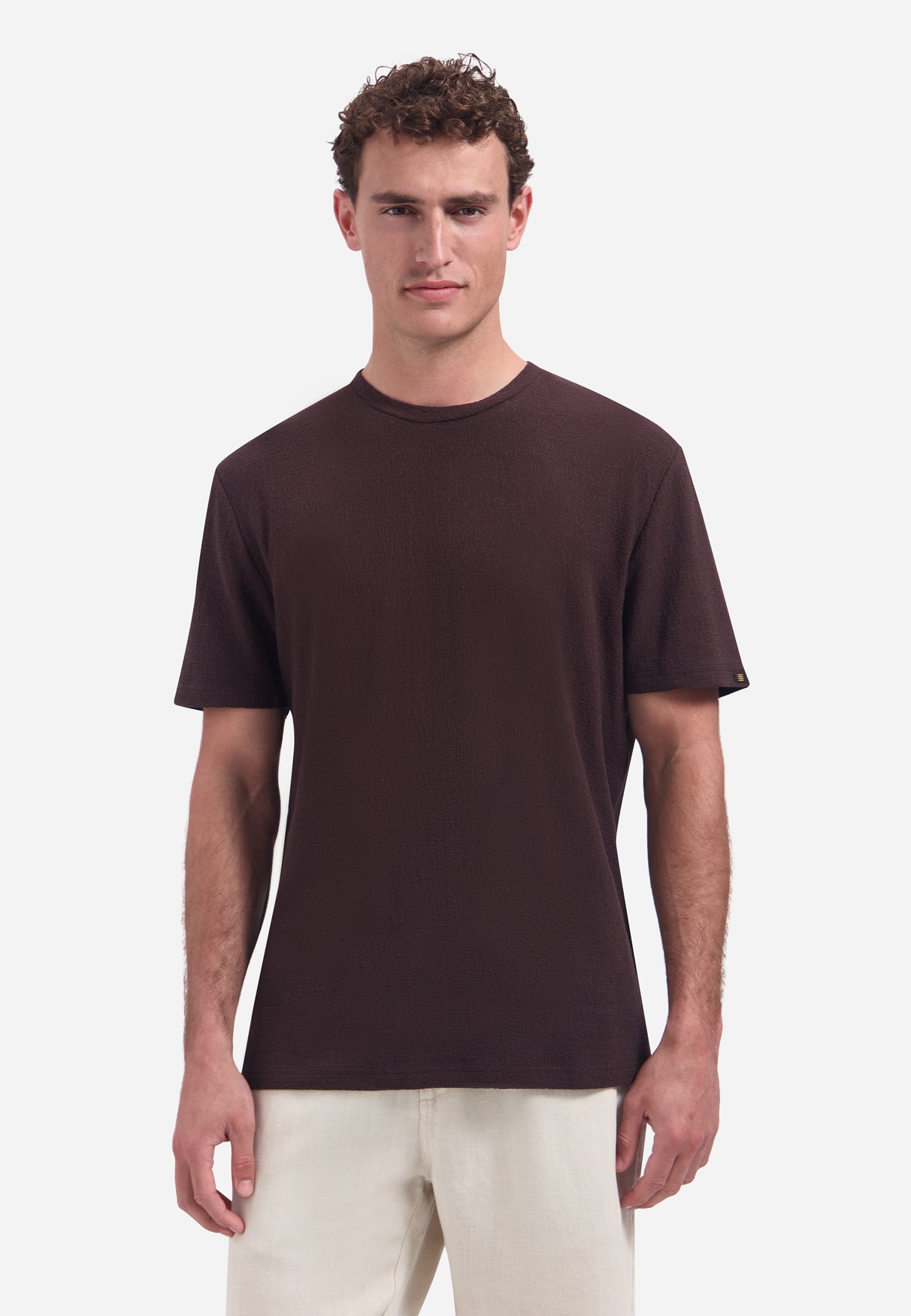 T-shirt met ronde hals en korte mouwen | Dark Brown
