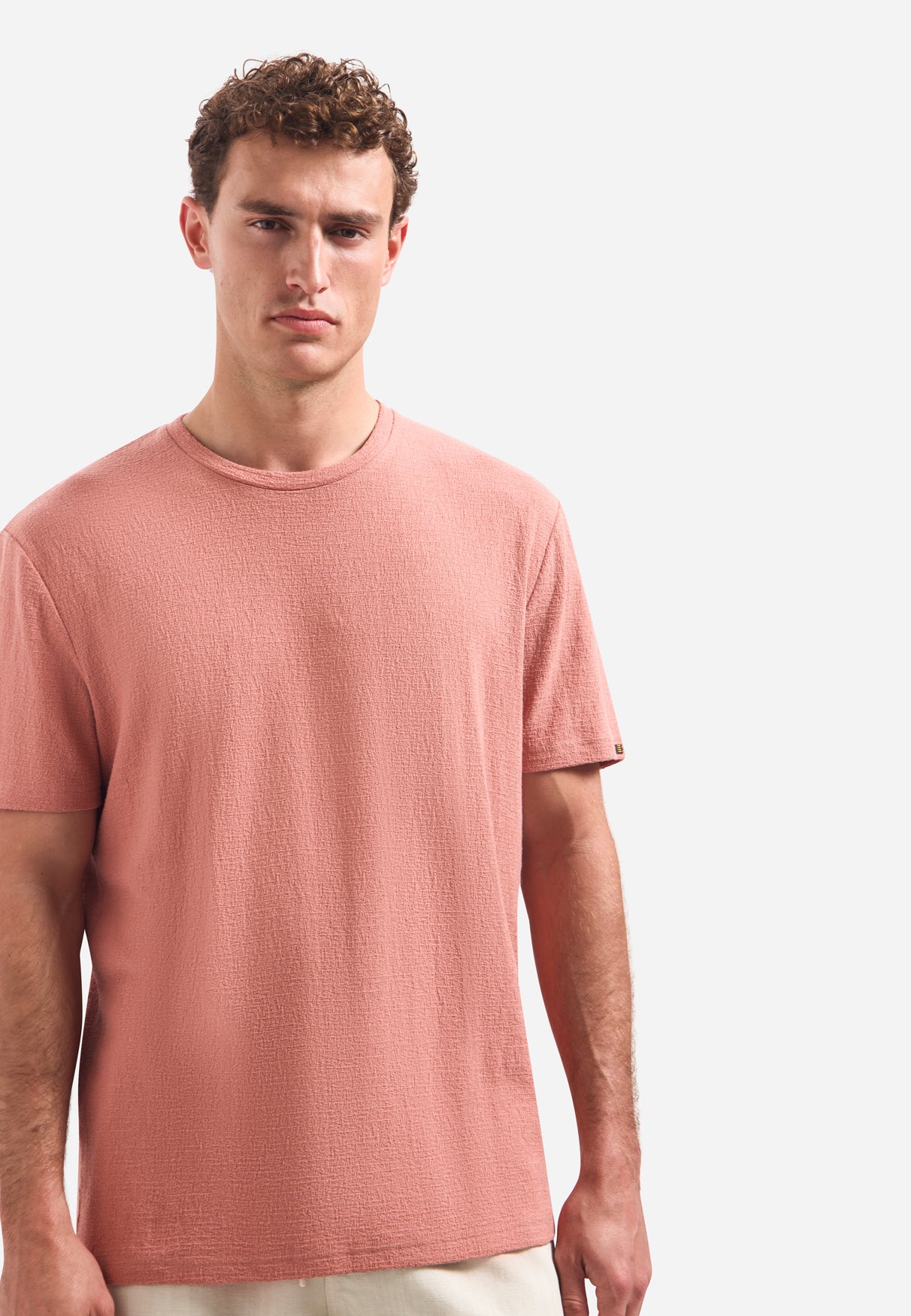 T-shirt met ronde hals en korte mouwen | Coral