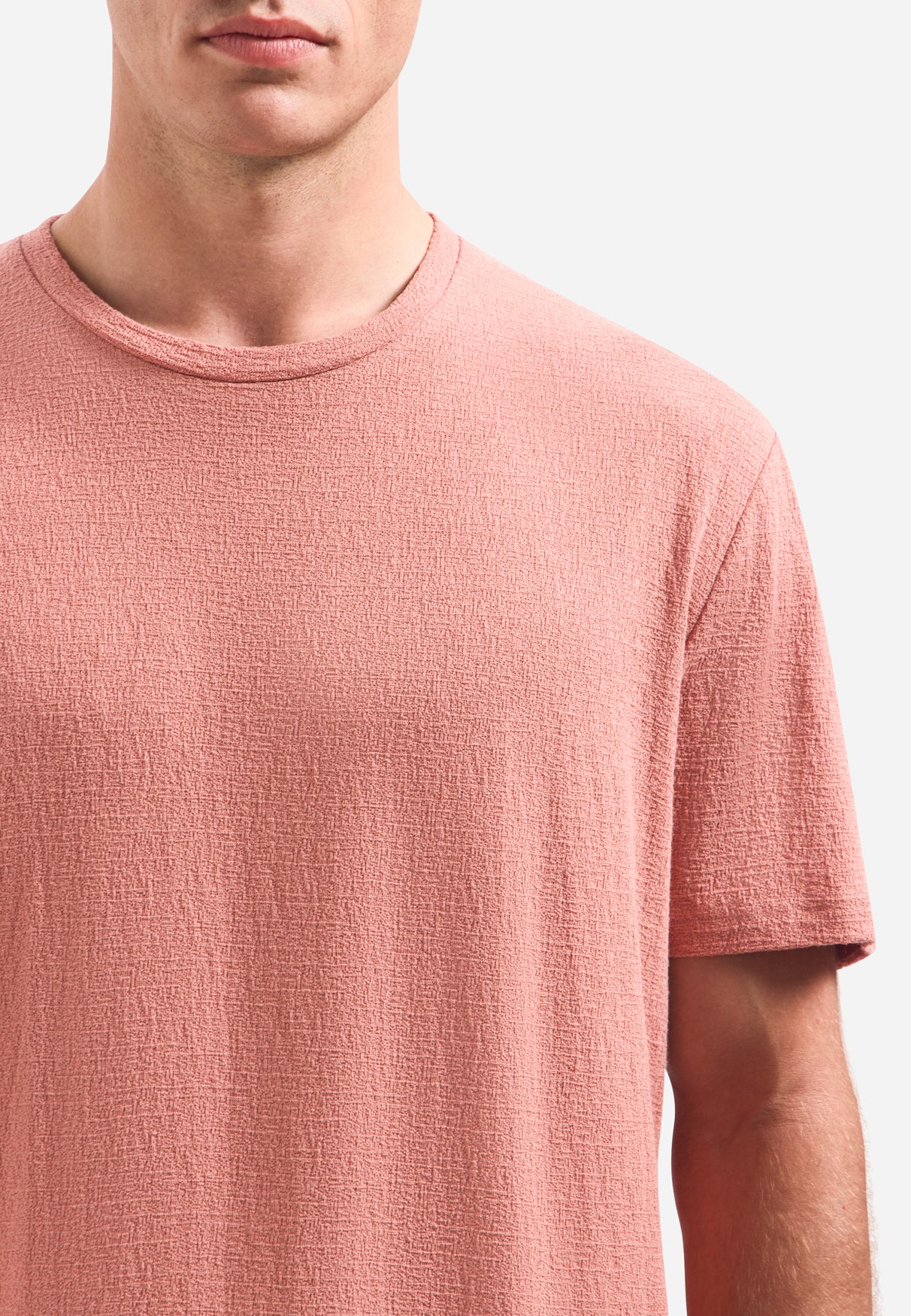 T-shirt met ronde hals en korte mouwen | Coral