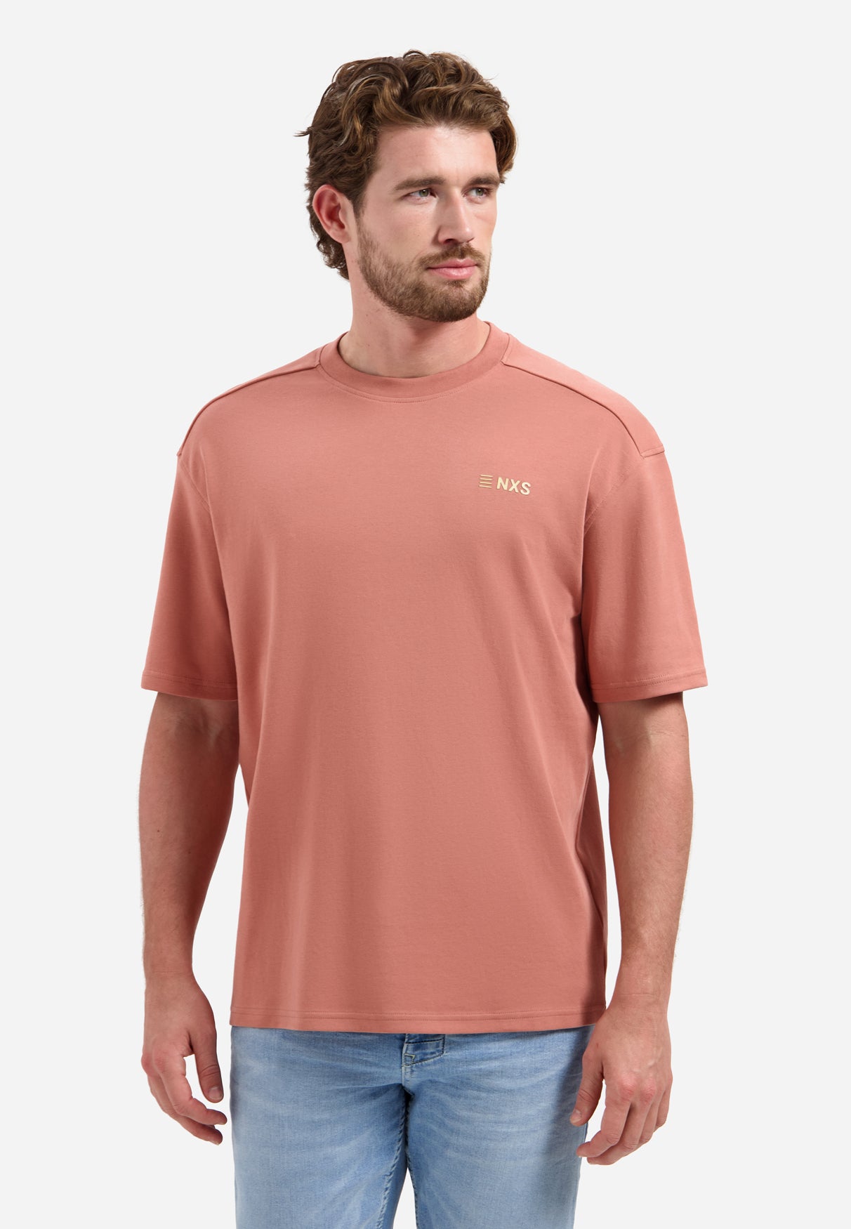 T-shirt met ronde hals, korte mouwen en print op de rug | Coral