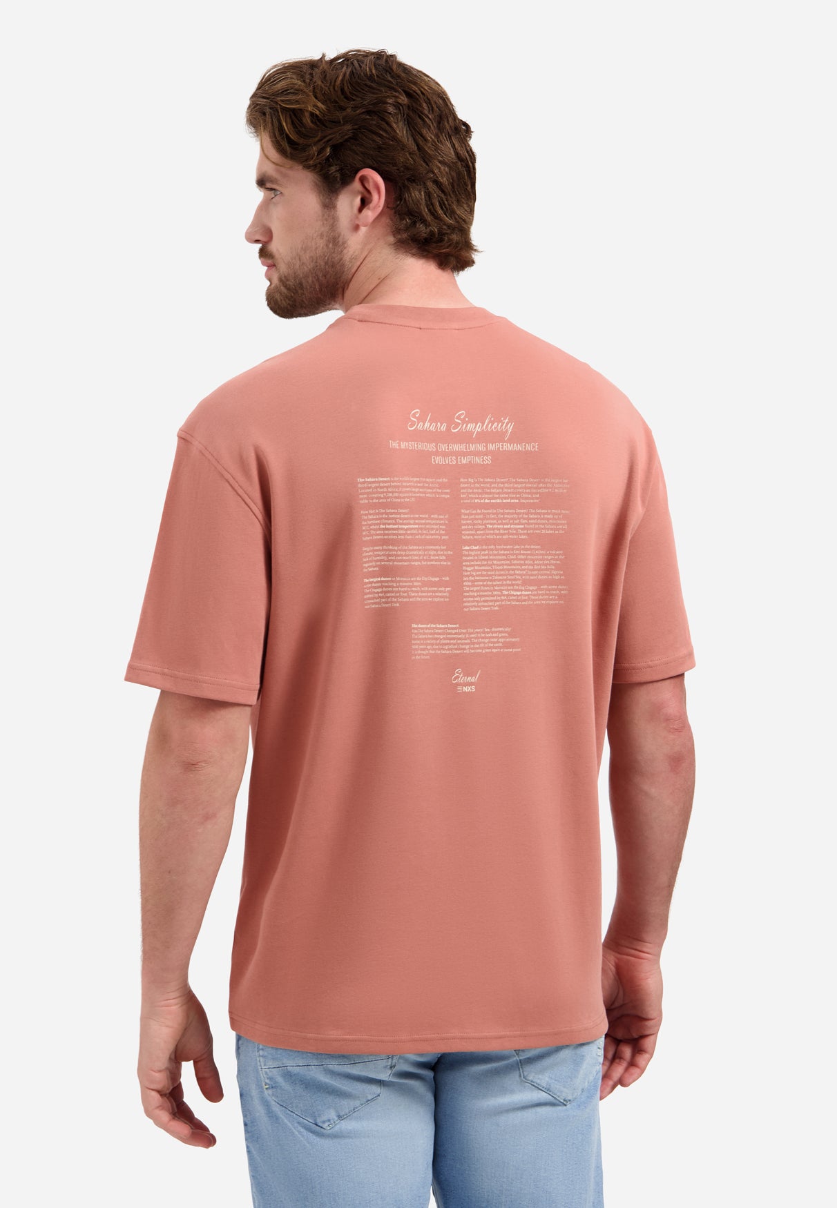 T-shirt met ronde hals, korte mouwen en print op de rug | Coral