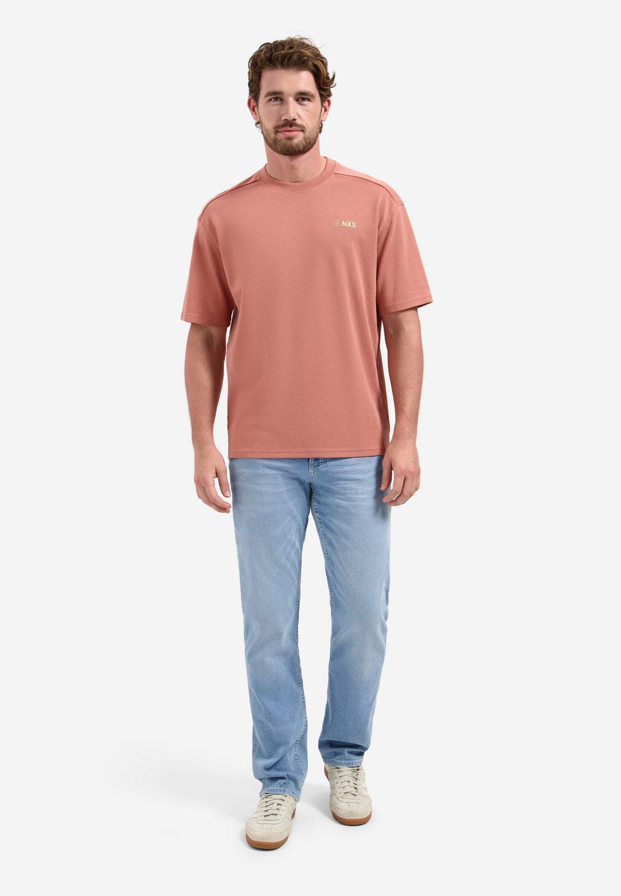 T-shirt met ronde hals, korte mouwen en print op de rug | Coral