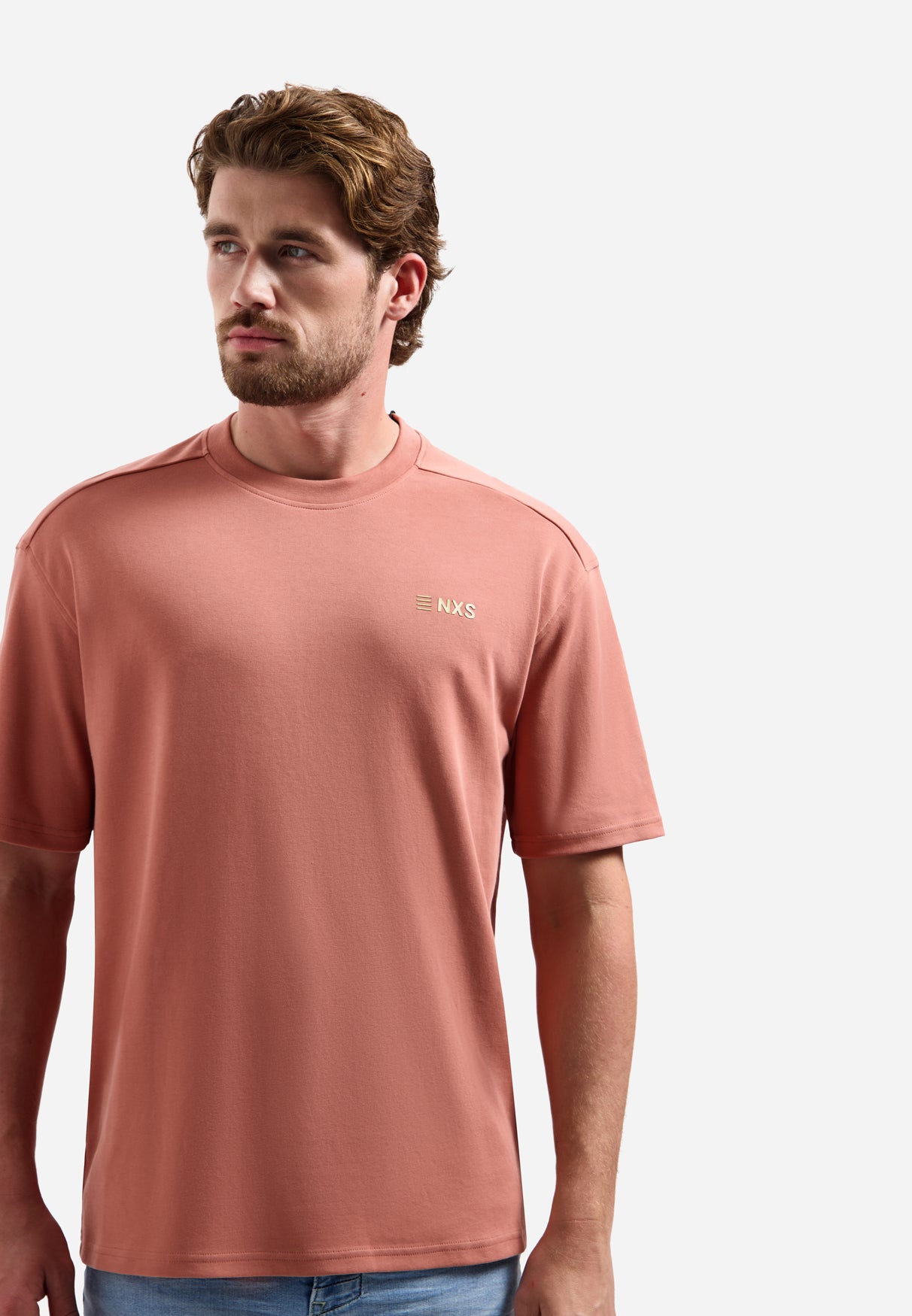 T-shirt rayé à col rond et manches courtes | White