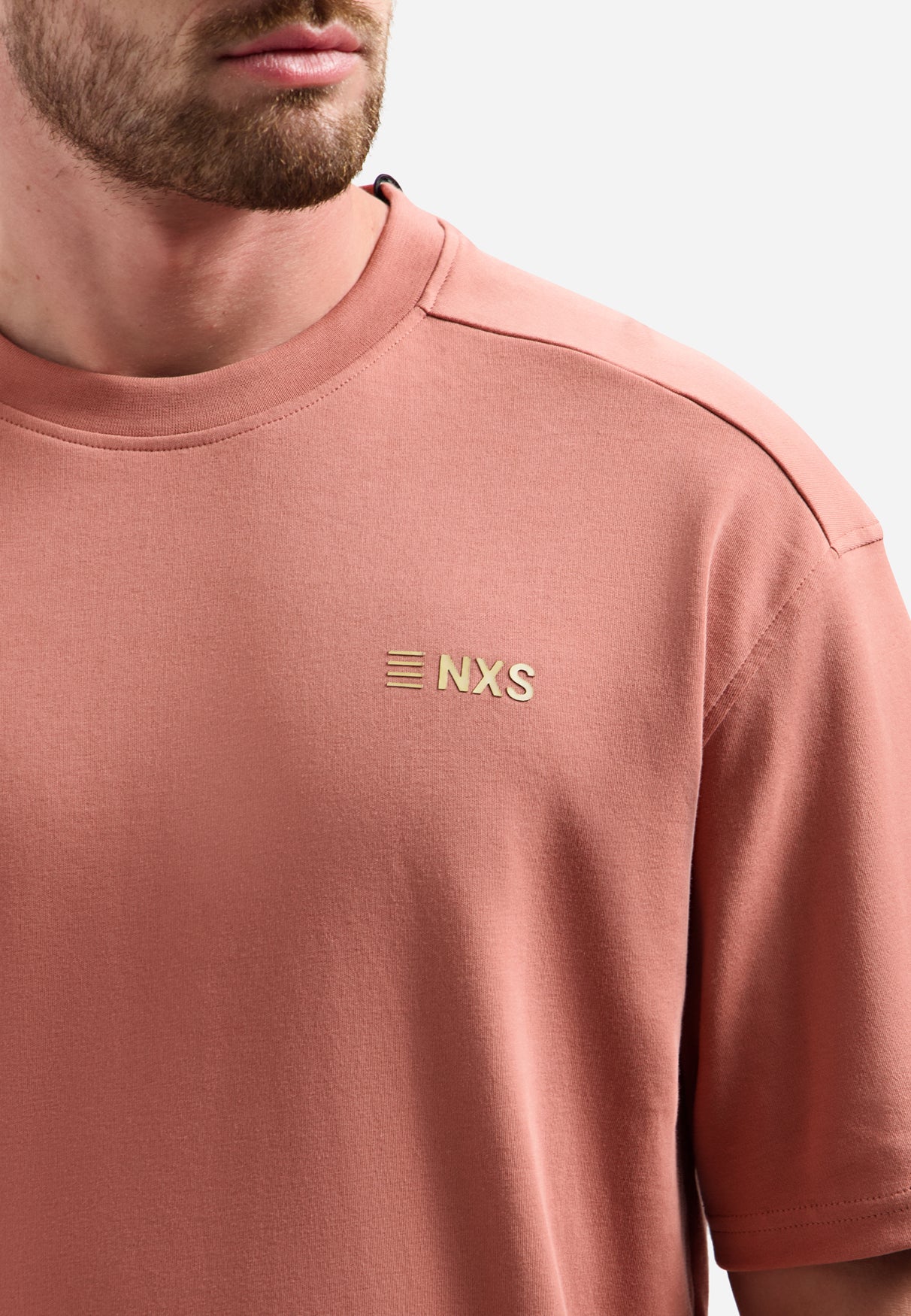 Short-sleeve crewneck T-shirt with back print | Coral