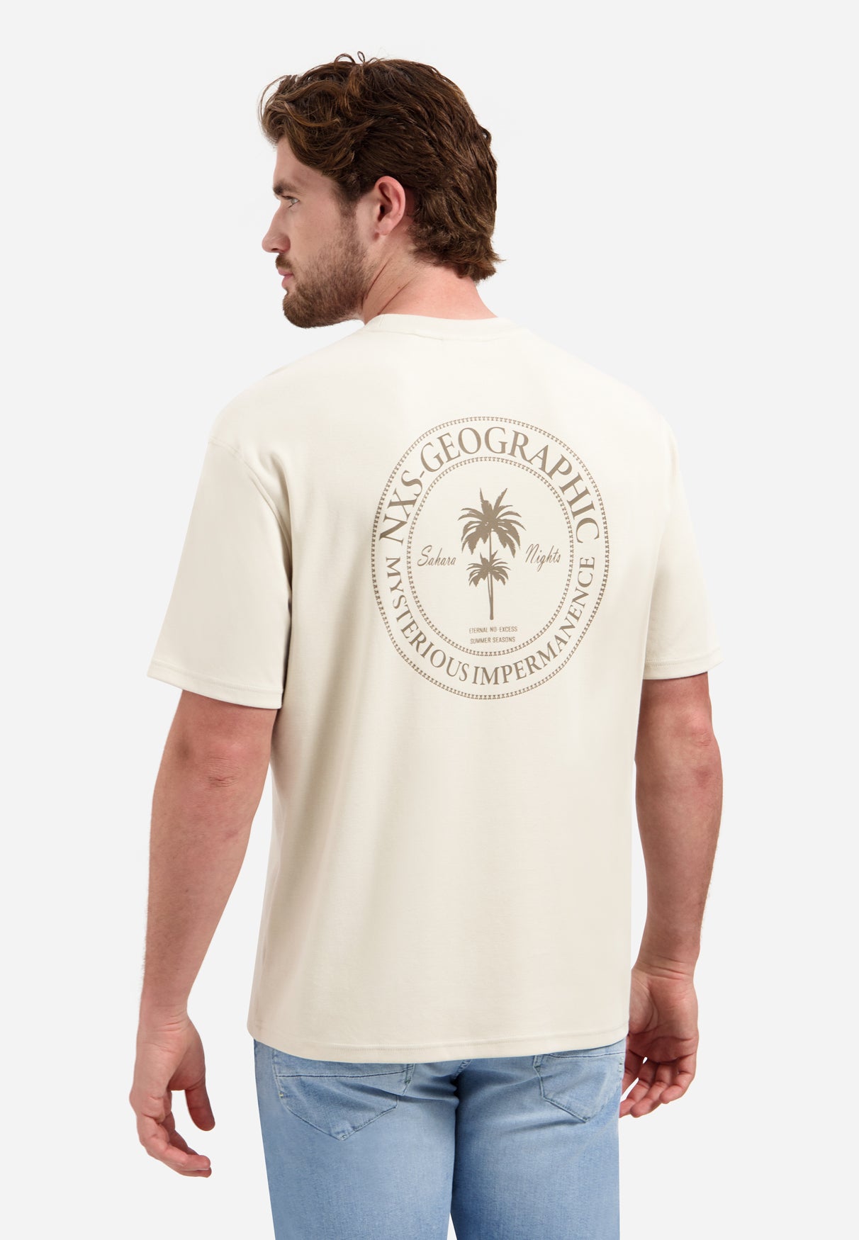 T-shirt rayé à col rond et manches courtes | White