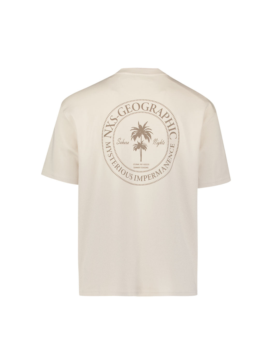 Short-sleeve crewneck T-shirt with back print | Stone