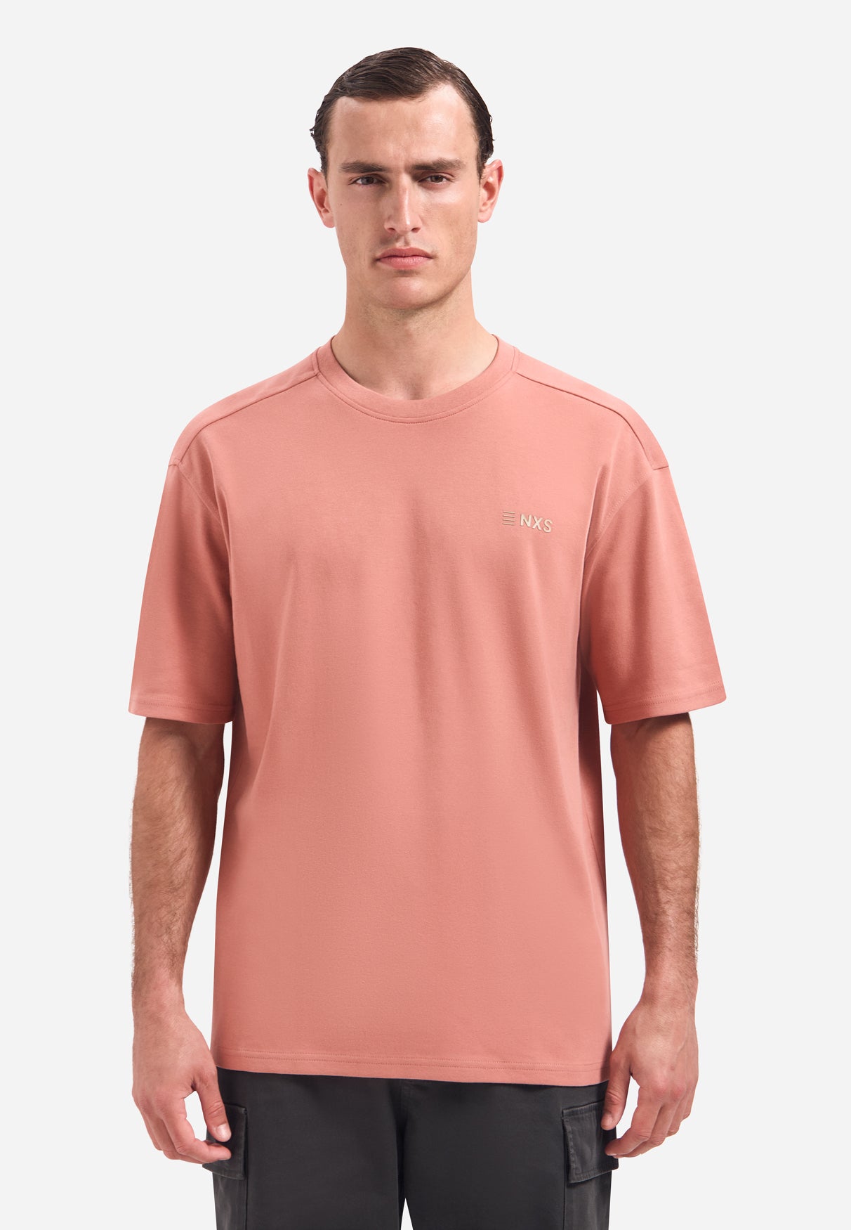 T-shirt met ronde hals, korte mouwen en print op de rug | Coral
