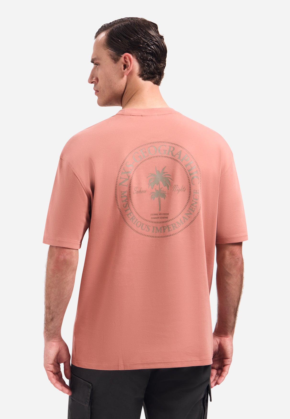 T-shirt met ronde hals, korte mouwen en print op de rug | Coral