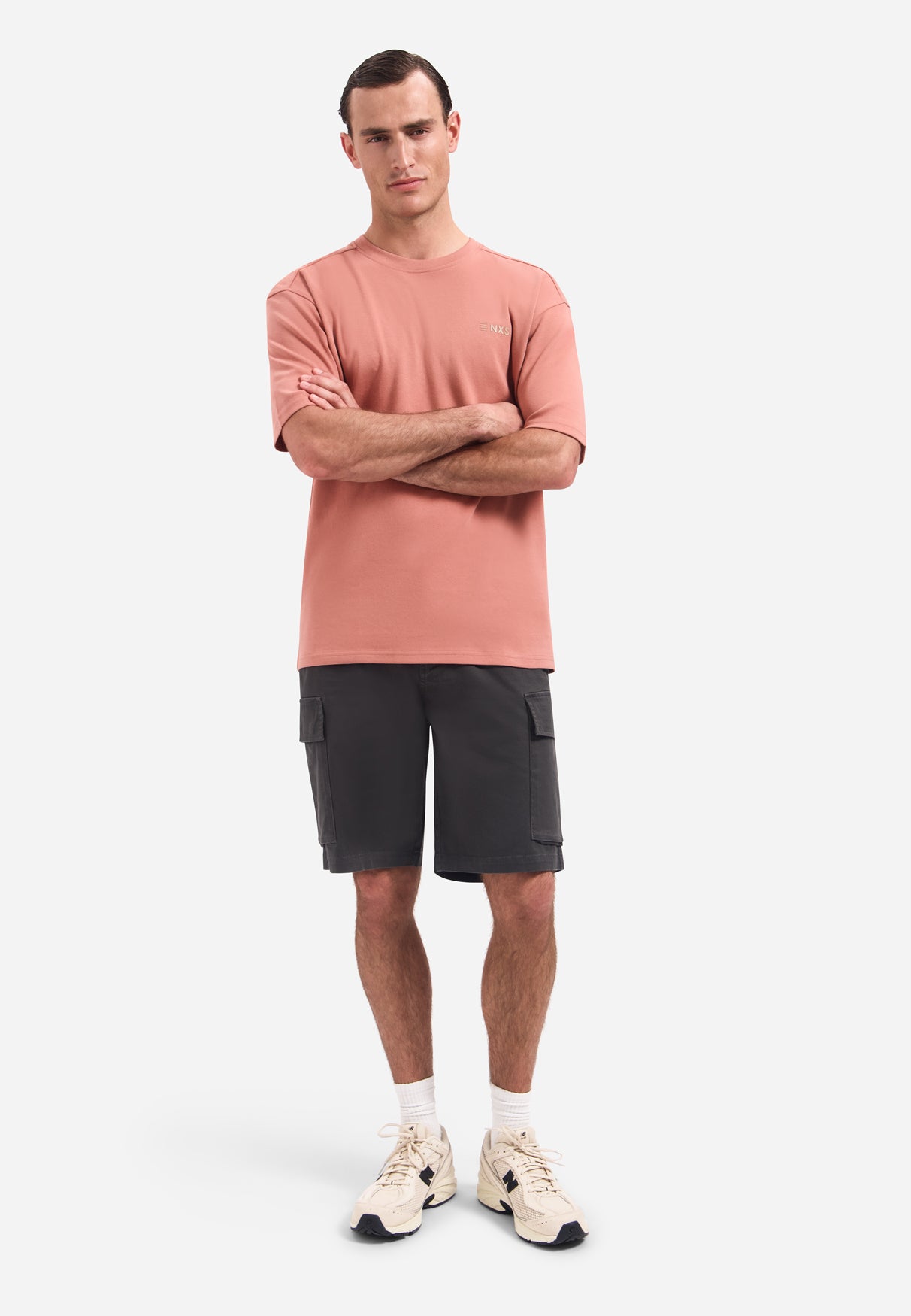 T-shirt met ronde hals, korte mouwen en print op de rug | Coral