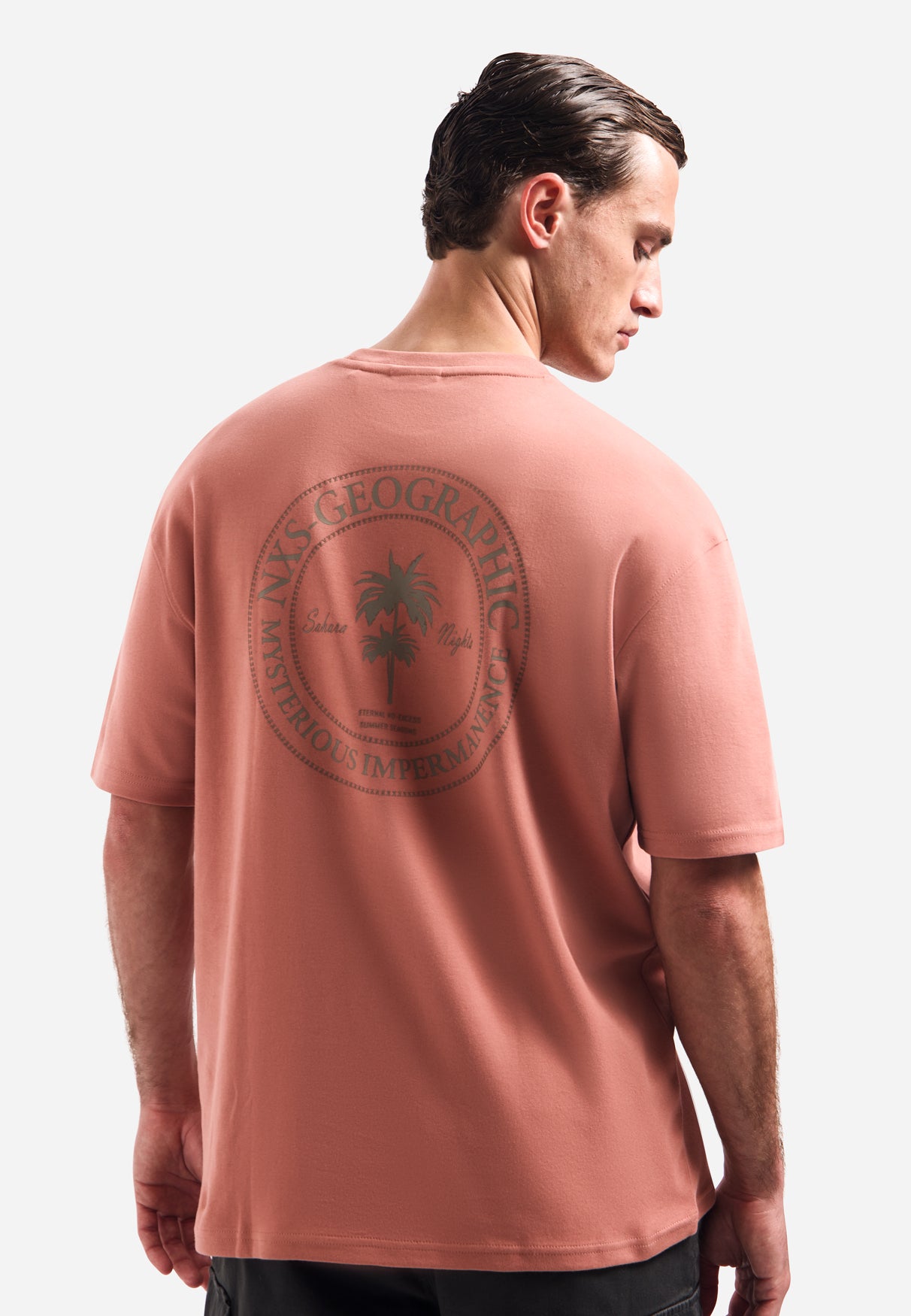 T-shirt à col rond, manches courtes et imprimé dans le dos | Coral