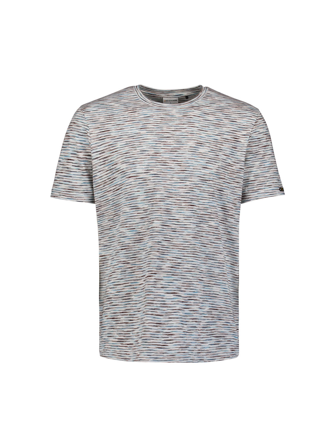 T-shirt rayé à col rond et manches courtes | White