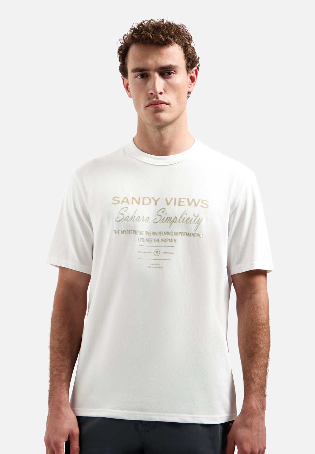 T-shirt rayé à col rond et manches courtes | White