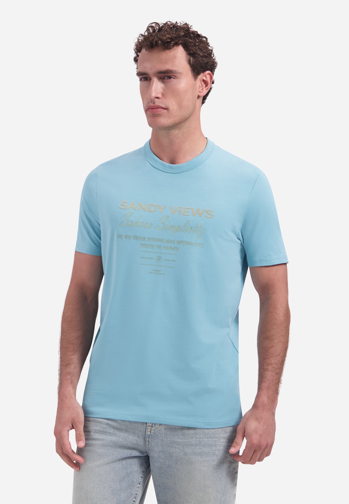 T-shirt met ronde hals en korte mouwen met print | Seablue