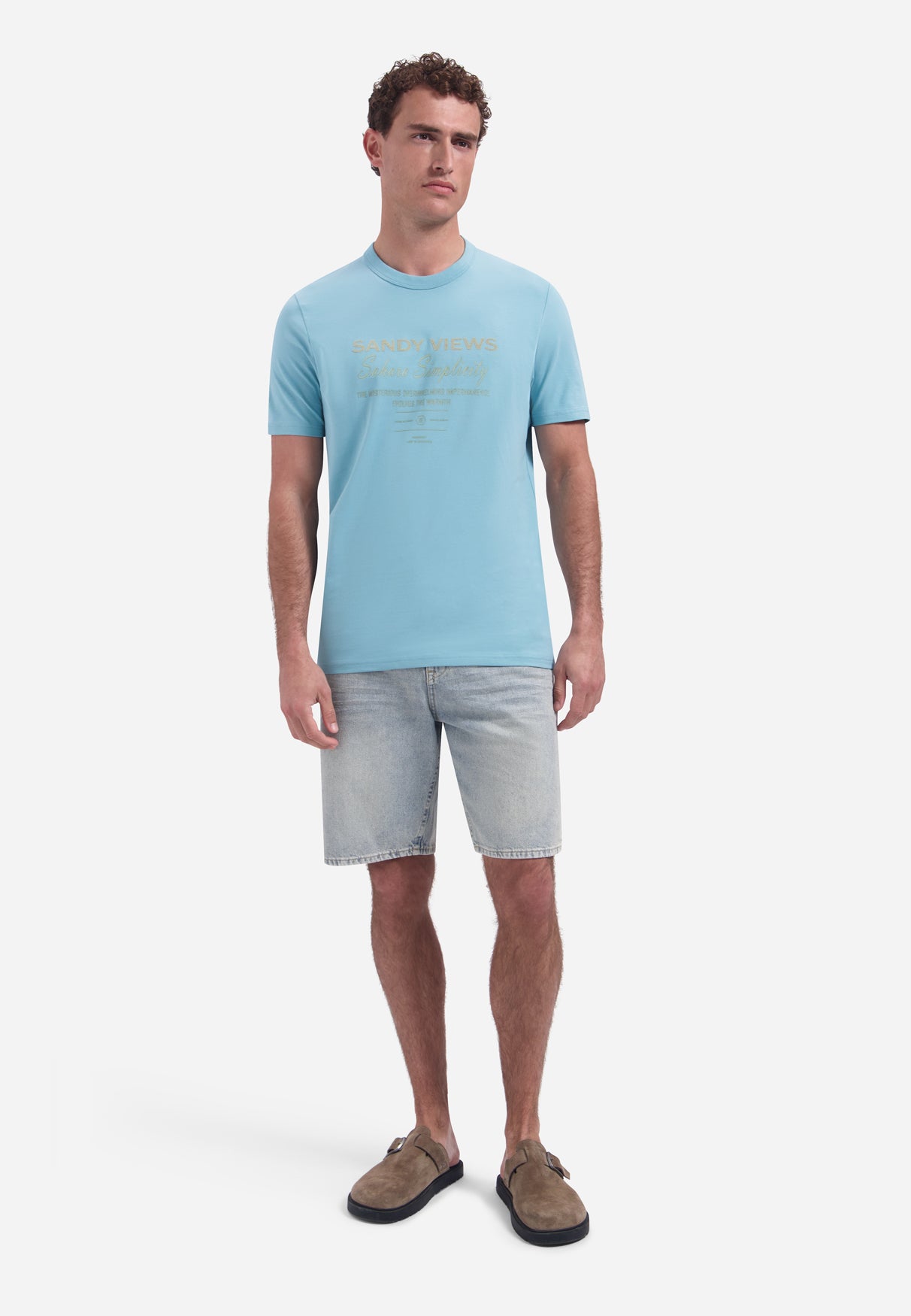 T-shirt met ronde hals en korte mouwen met print | Seablue