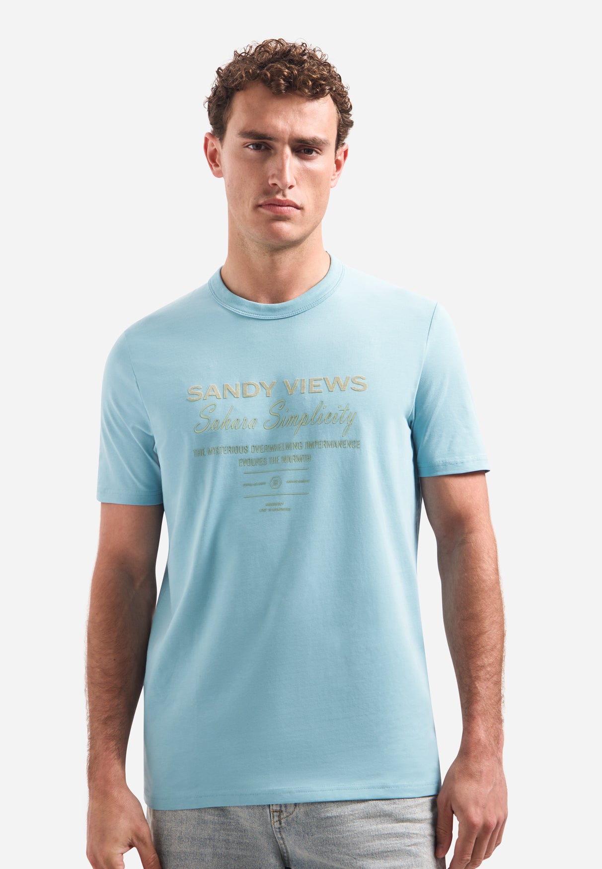 Short-sleeve crewneck T-shirt with print | Seablue