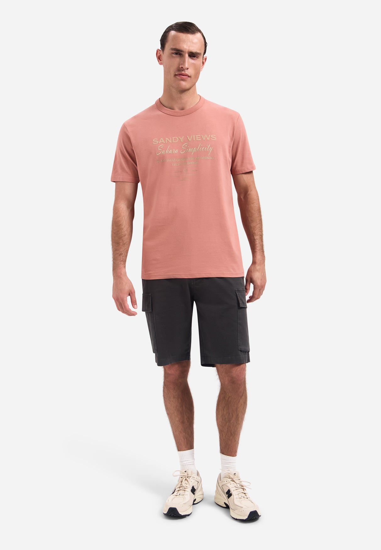 T-shirt met ronde hals en korte mouwen met print | Coral
