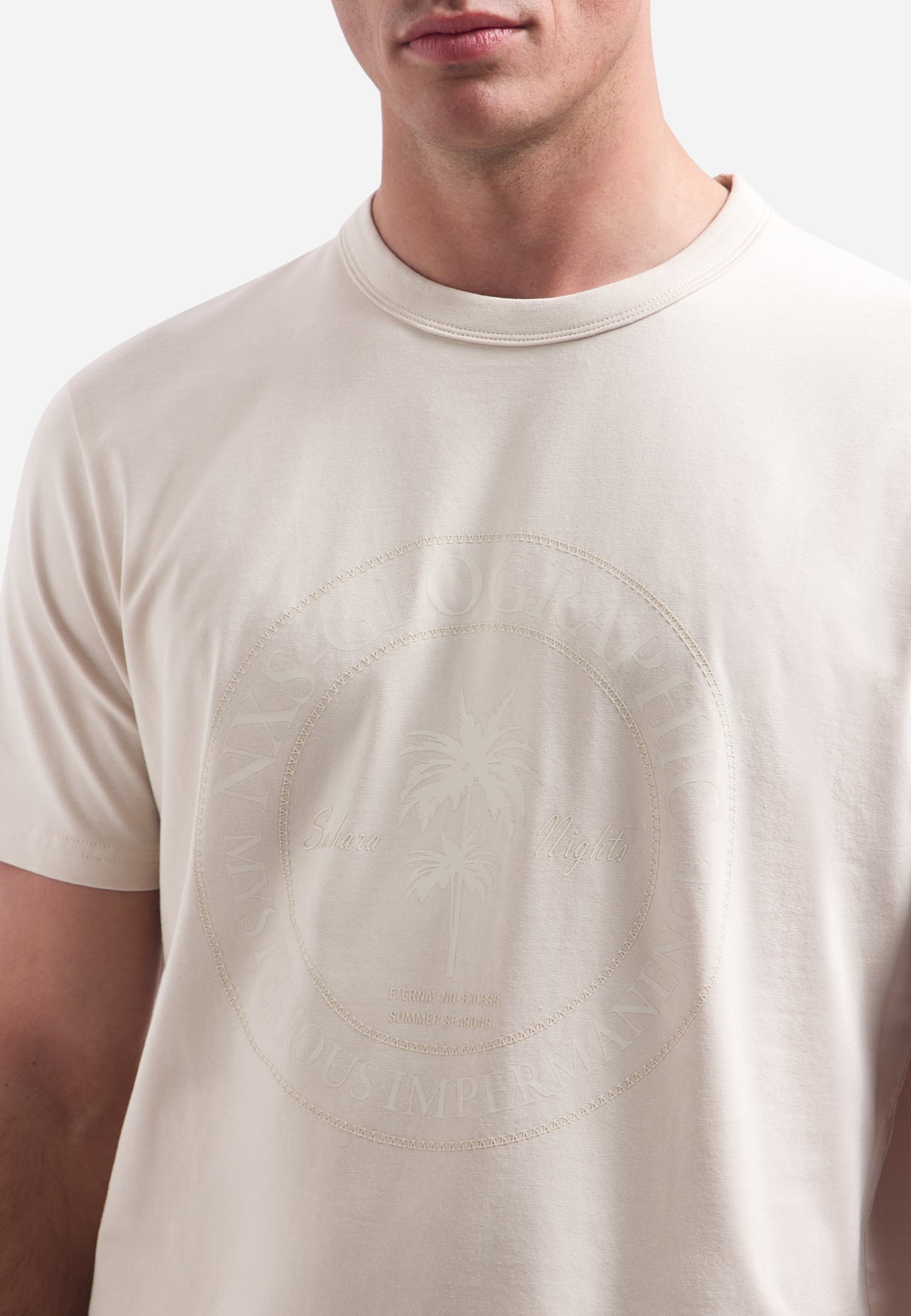 T-shirt à col rond et manches courtes avec imprimé | Stone