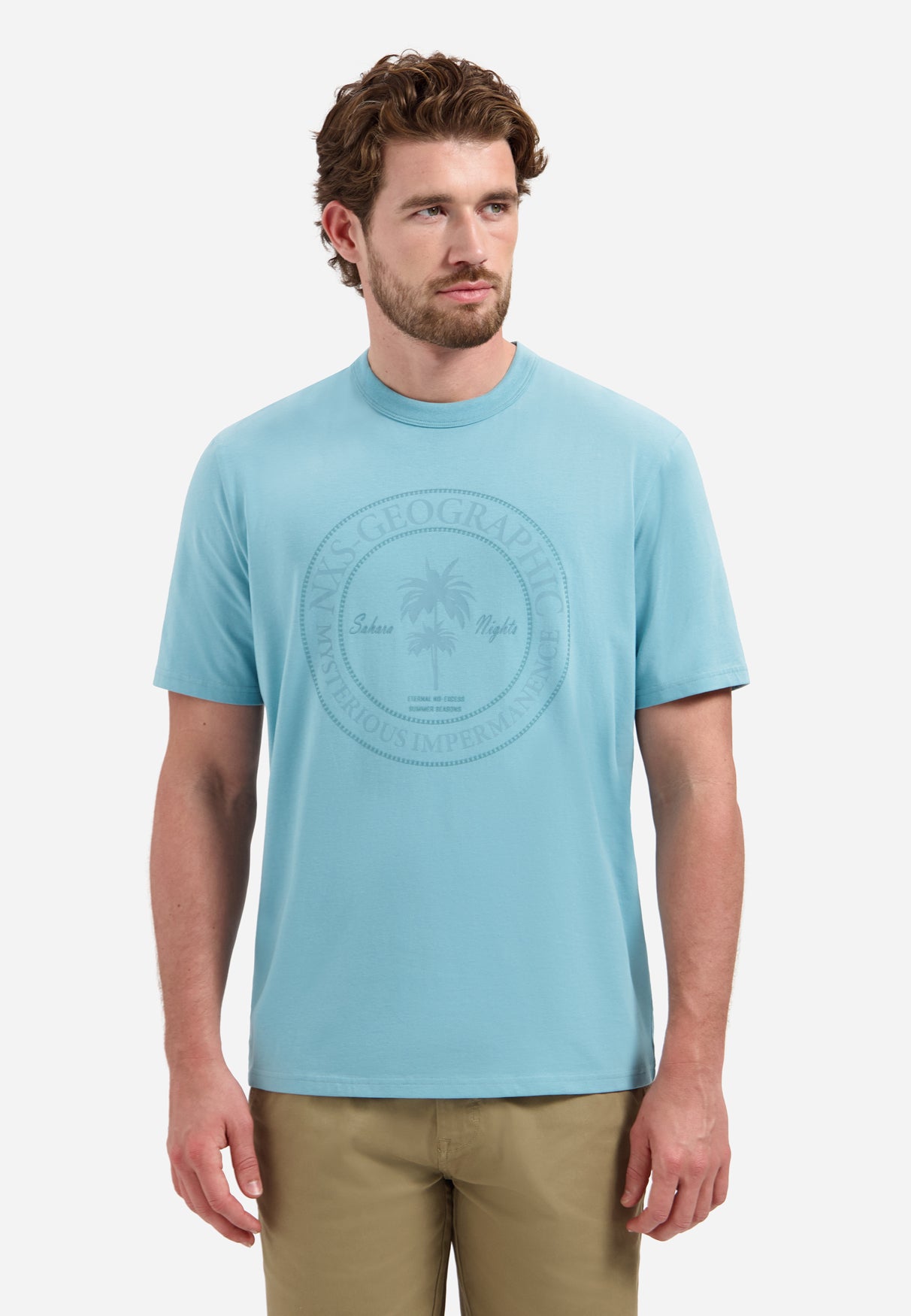 T-shirt rayé à col rond et manches courtes | White