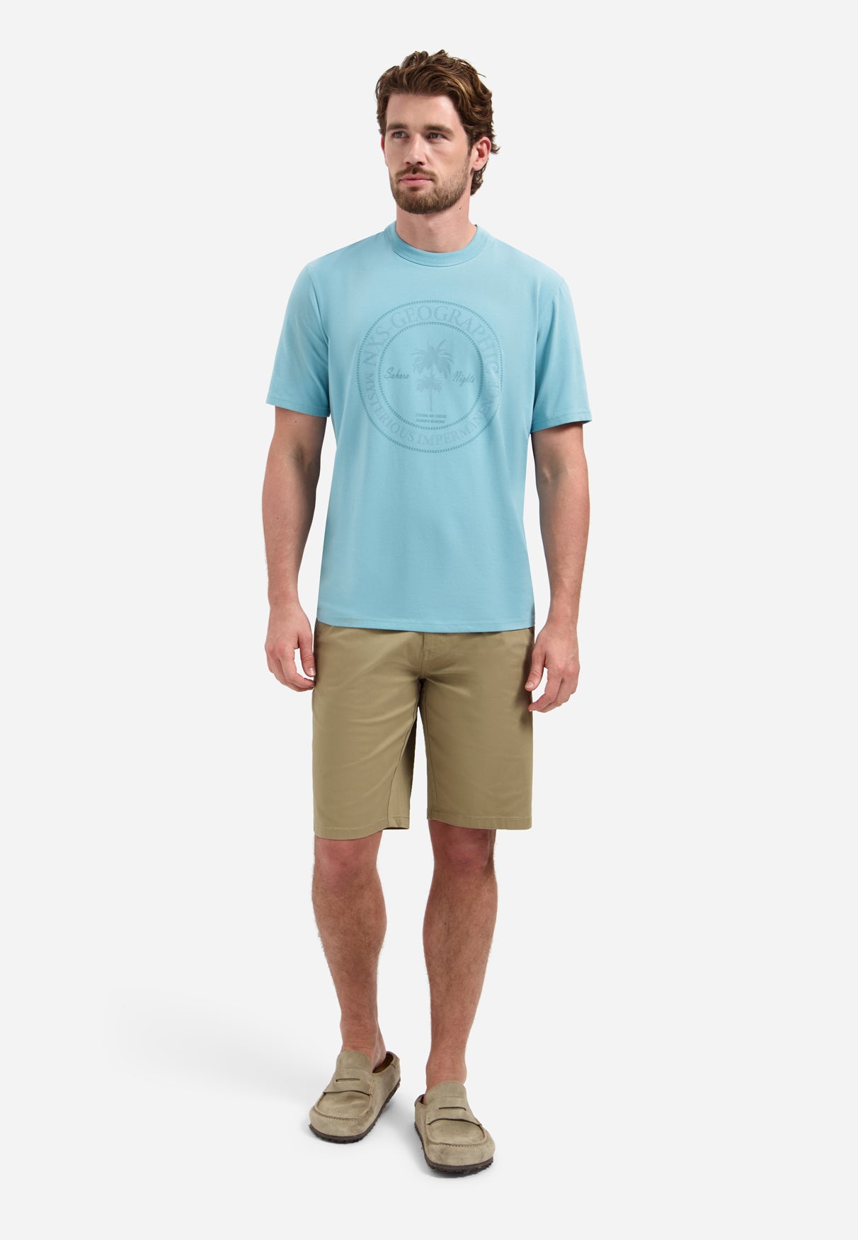 T-shirt rayé à col rond et manches courtes | White